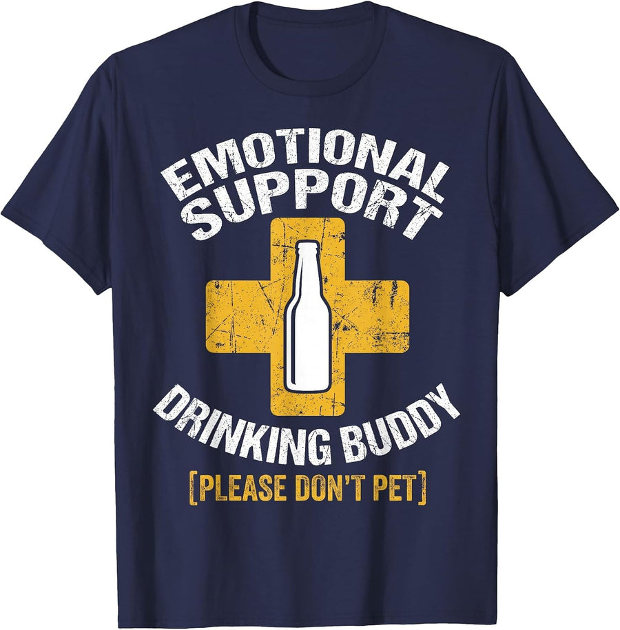 Moral Support Drinking Buddy Funny Beer Lover Pub T-Shirt - Navy Blue