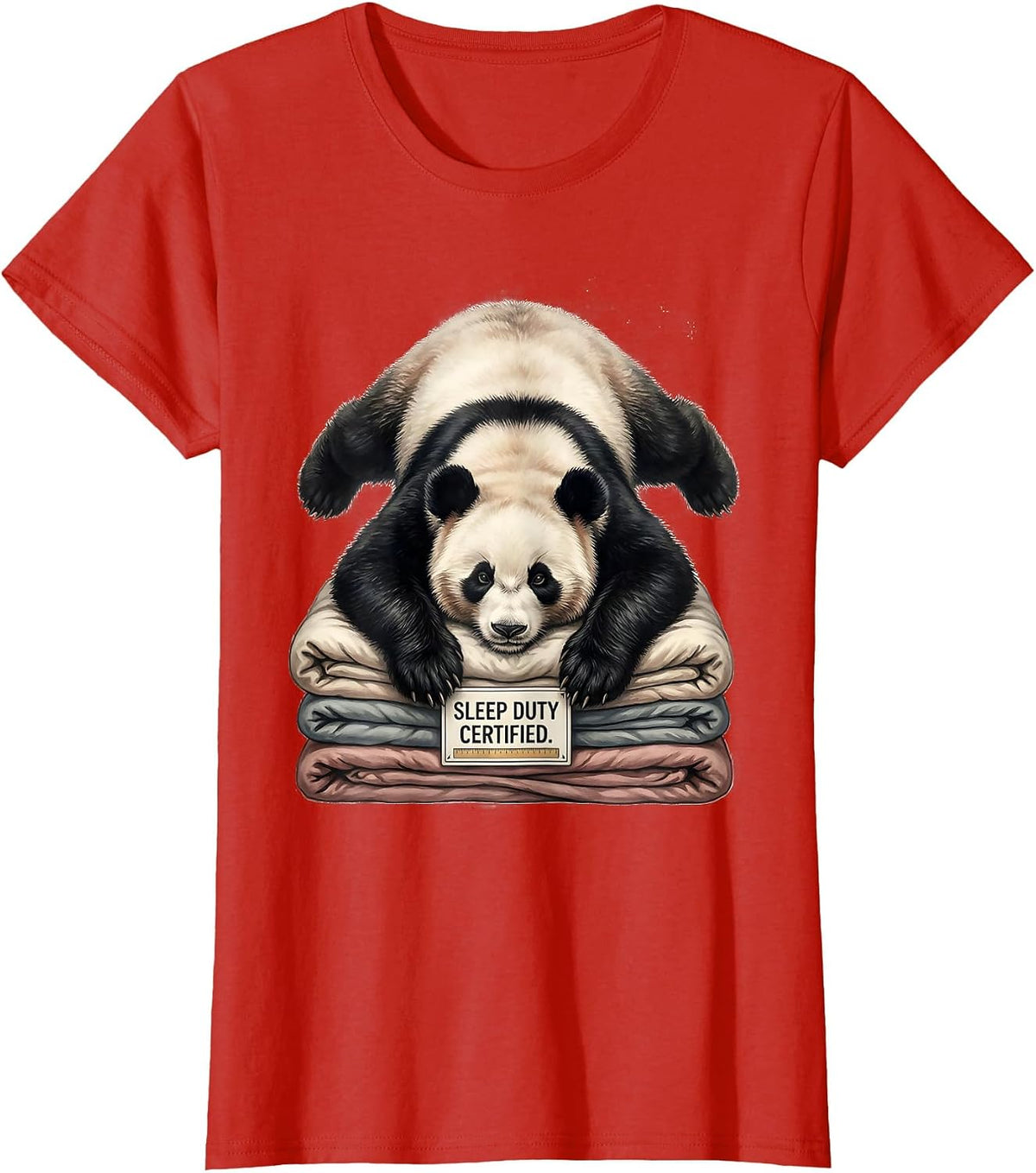Women's Sleep Duty Certified Funny Panda Bear Animal Lover Gift T-Shirt - Red