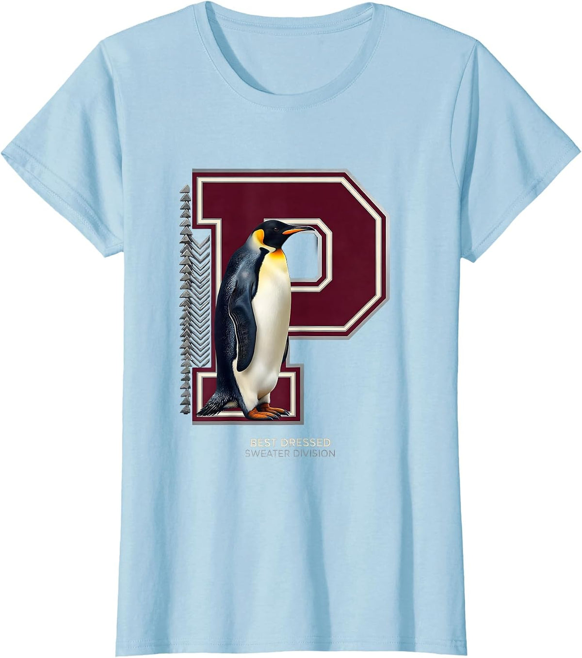 Best Dressed Sweater Division Funny Penguin Ugly Christmas T-Shirt - Baby Blue