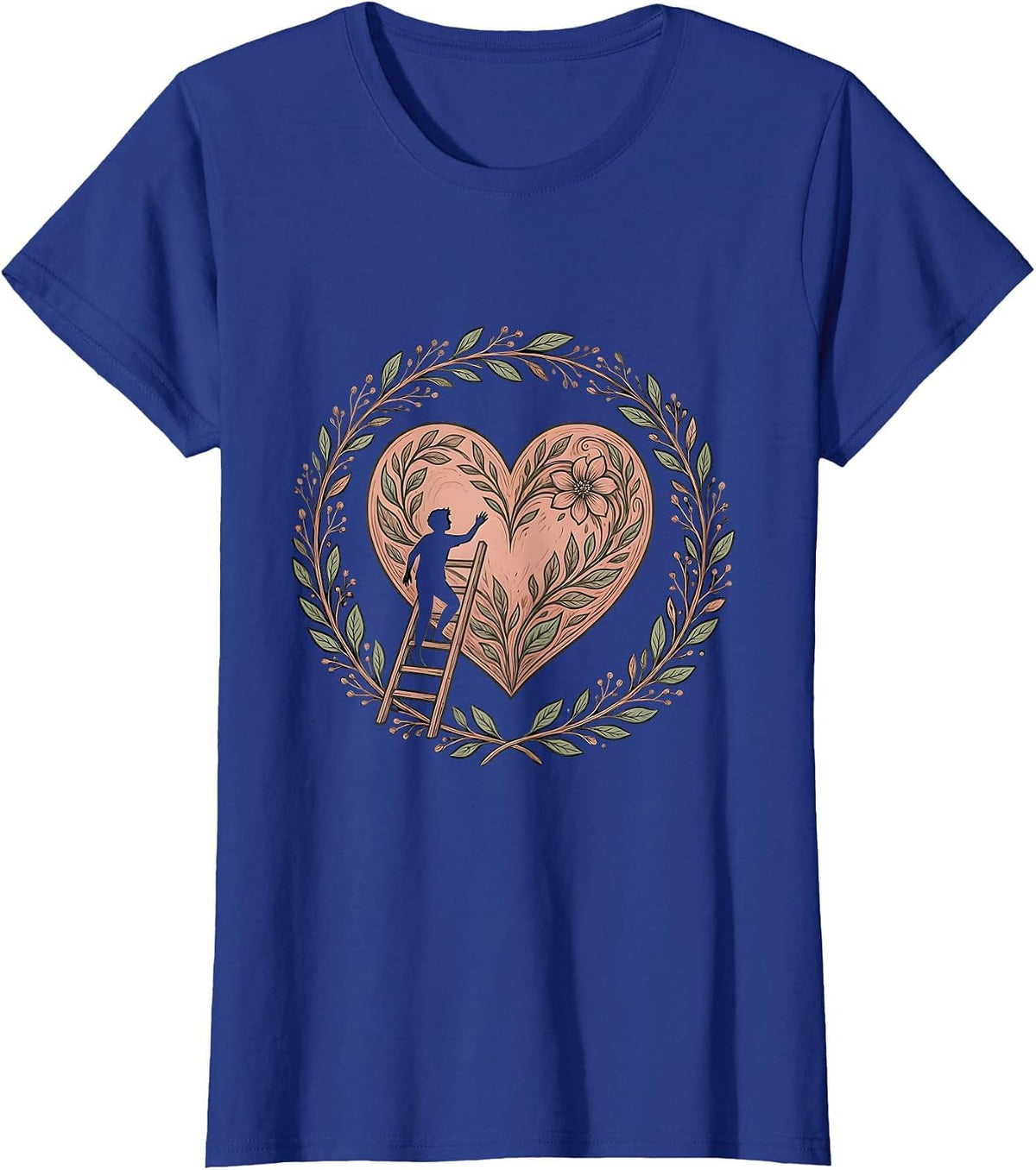 Women's I Love Me Ladder Climbing Heart Graphic T-Shirt - Royal Blue