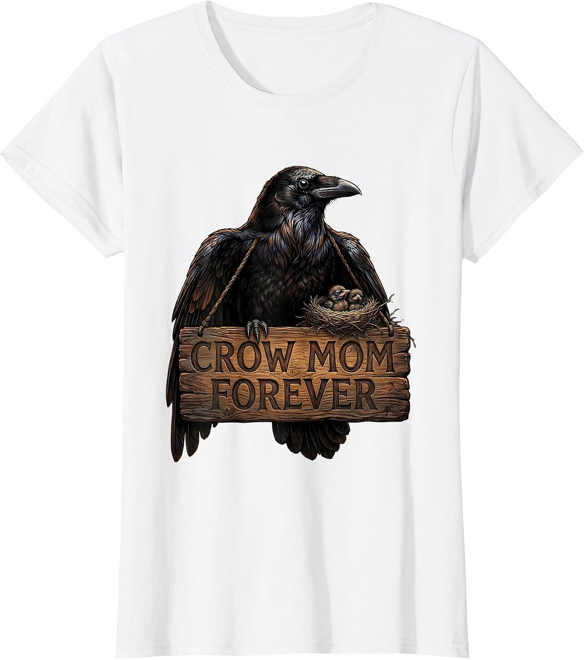 Crow Mom Forever Proud Bird Lover Design T-Shirt - White