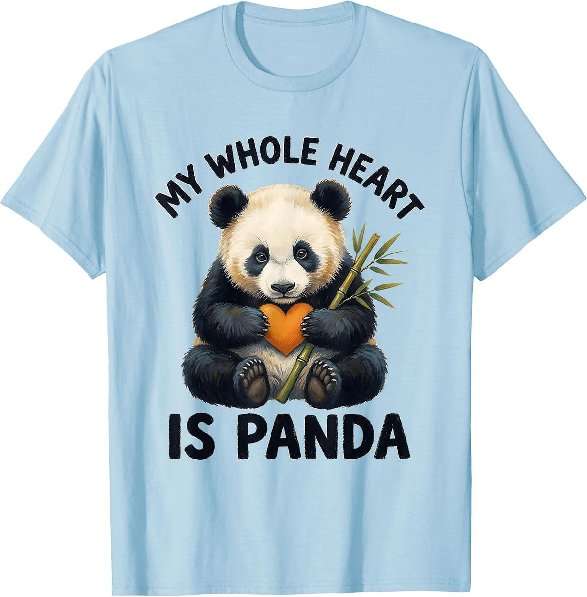Men's My Whole Heart Is Panda Cute Kawaii Animal Lover Humor T-Shirt - Baby Blue