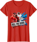 Women's Kill the Serve Volleyball Graphic Design T-Shirt - Red