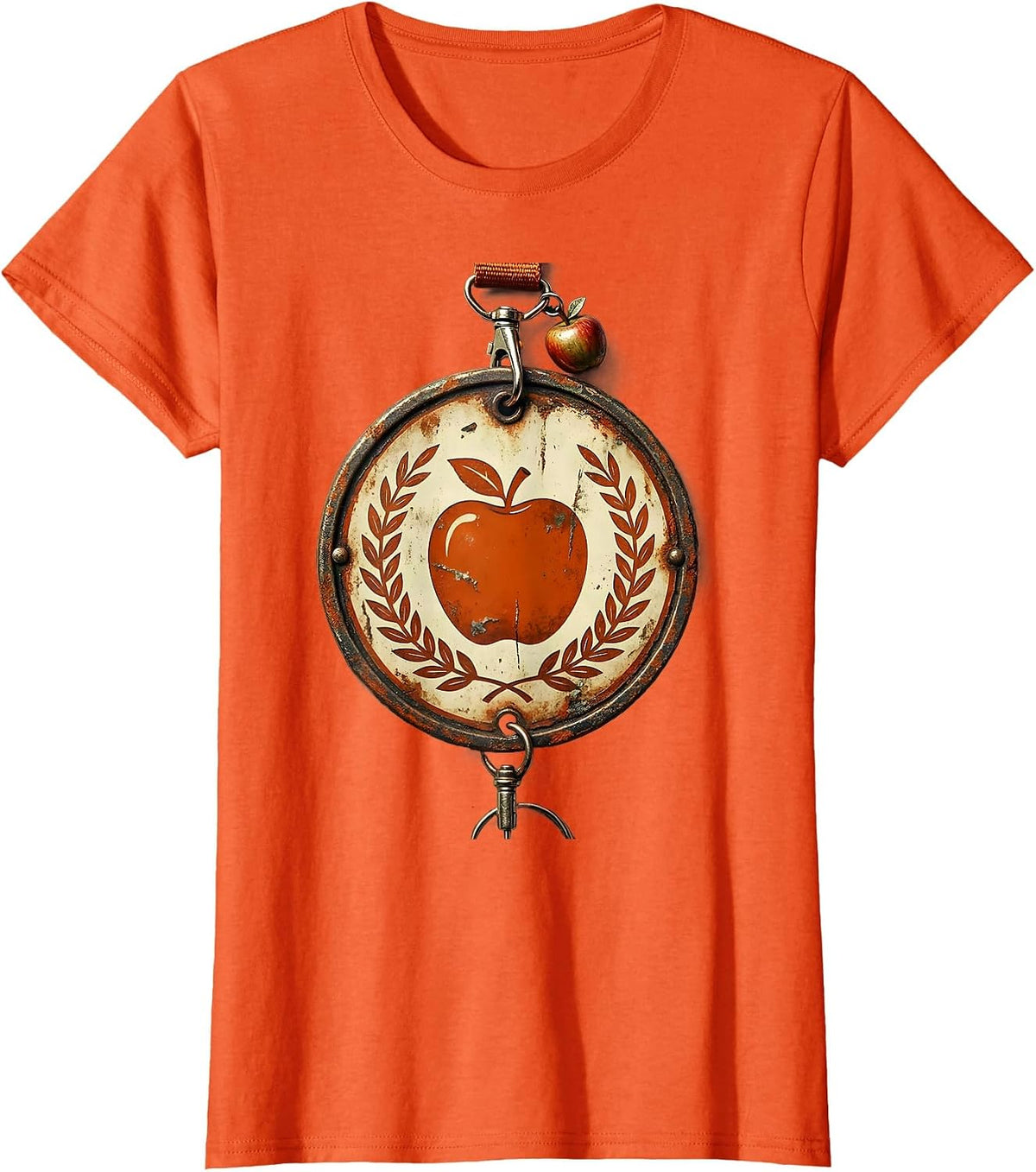 Paraprofessional Teacher Badge Lanyard Apple Charm T-Shirt - Orange