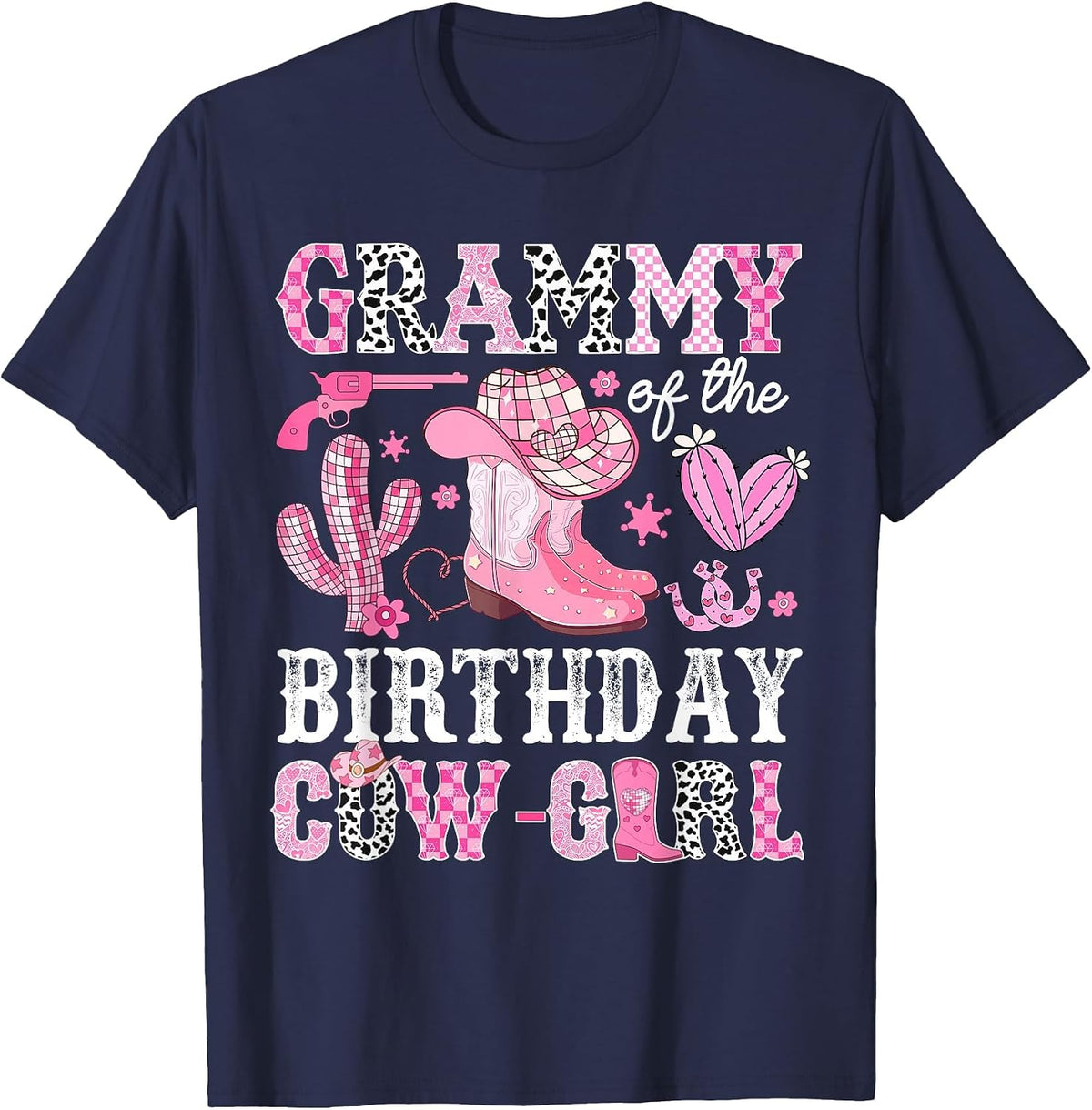 Grammy of The Birthday Cow-Girl Rodeo Cowgirl Bday T-Shirt - Navy Blue