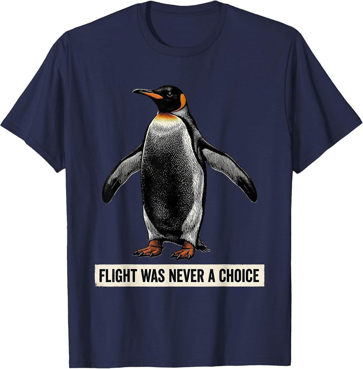 Men's Flight Was Never A Choice Funny Penguin Martial Arts Humor T-Shirt - Navy Blue