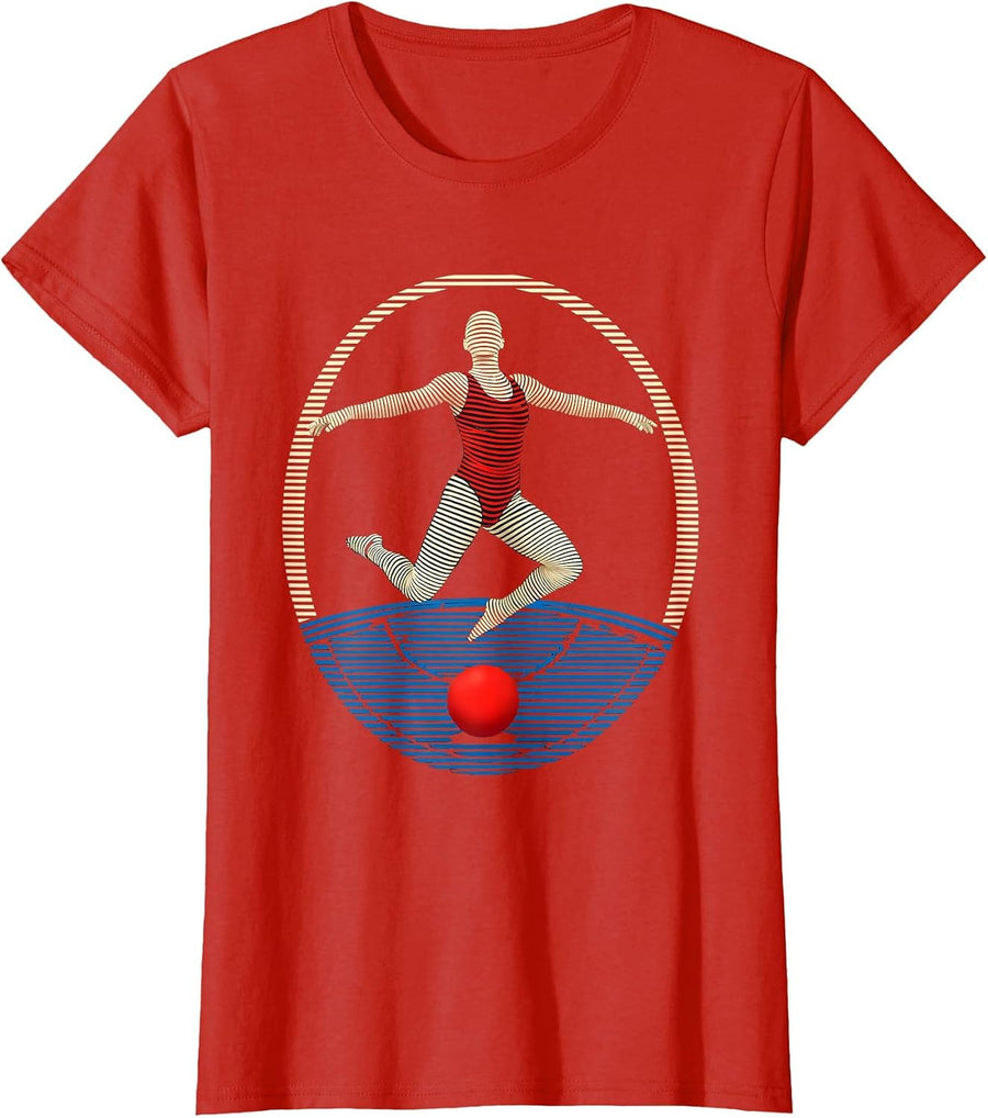 Women's Striped Instructor PE Teacher Back To School Humor T-Shirt - Red