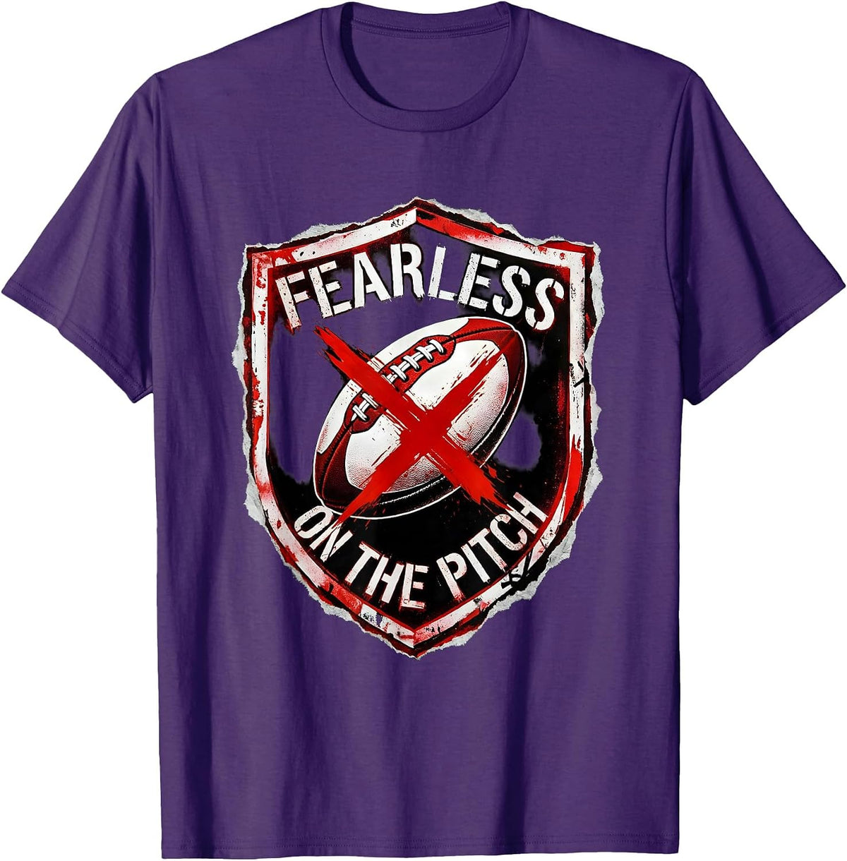 Fearless on the Pitch Rugby Graphic Design T-Shirt - Purple