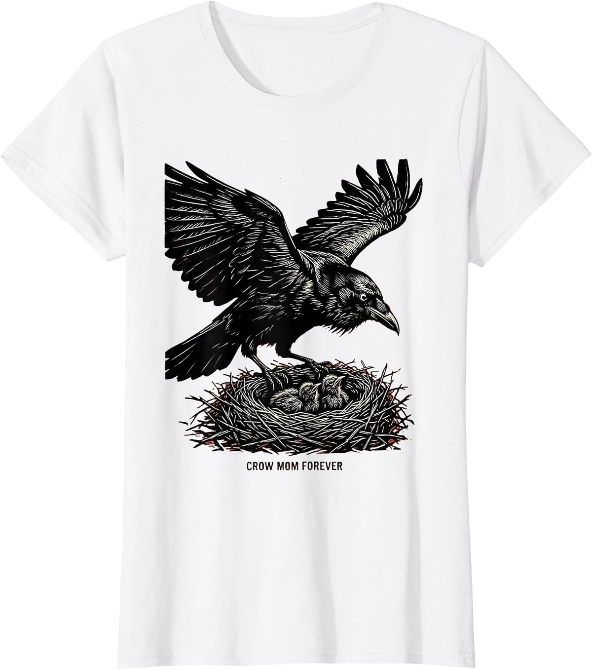 Crow Mom Forever Bird Lover Design T-Shirt - White