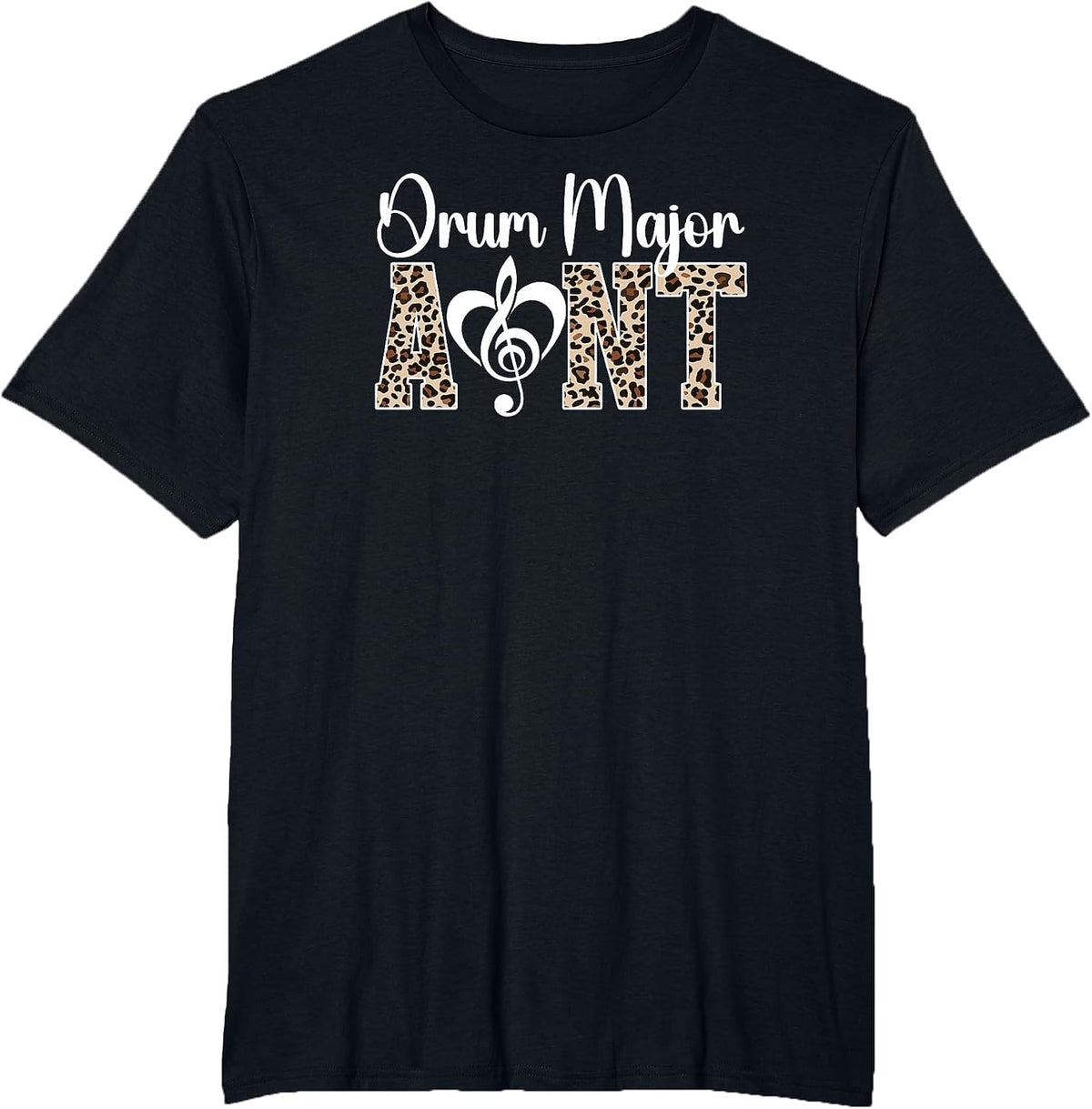 Drum Major Aunt of A Drum Major Auntie Leopard T-Shirt - Black