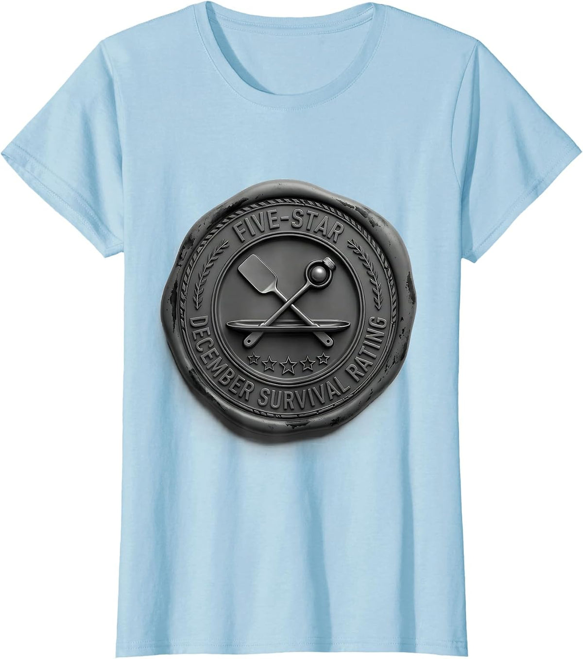 Women's Five-Star December Survival Rating Funny Pharmacy Squad T-Shirt - Baby Blue