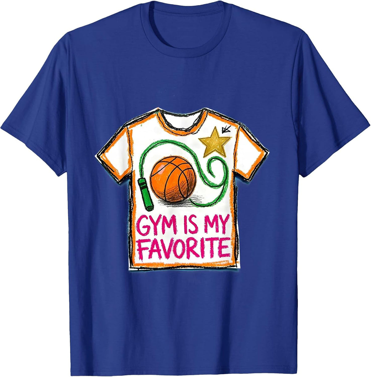 Gym Is My Favorite Naive Kidcore PE Teacher Back To School T-Shirt - Royal Blue