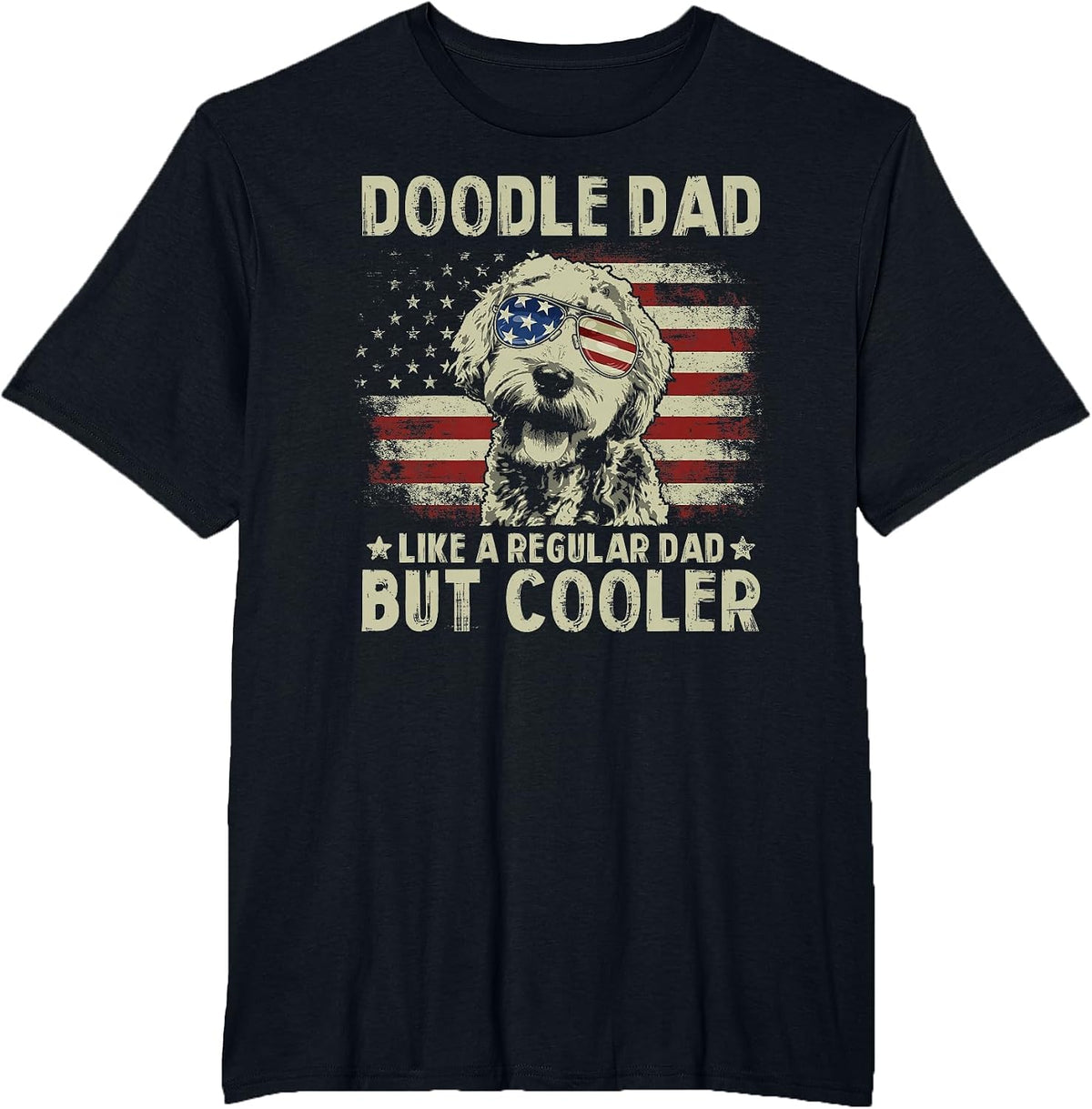 Vintage USA Flag Goldendoodle Doodle Dad Fathers Day Men T-Shirt - Black