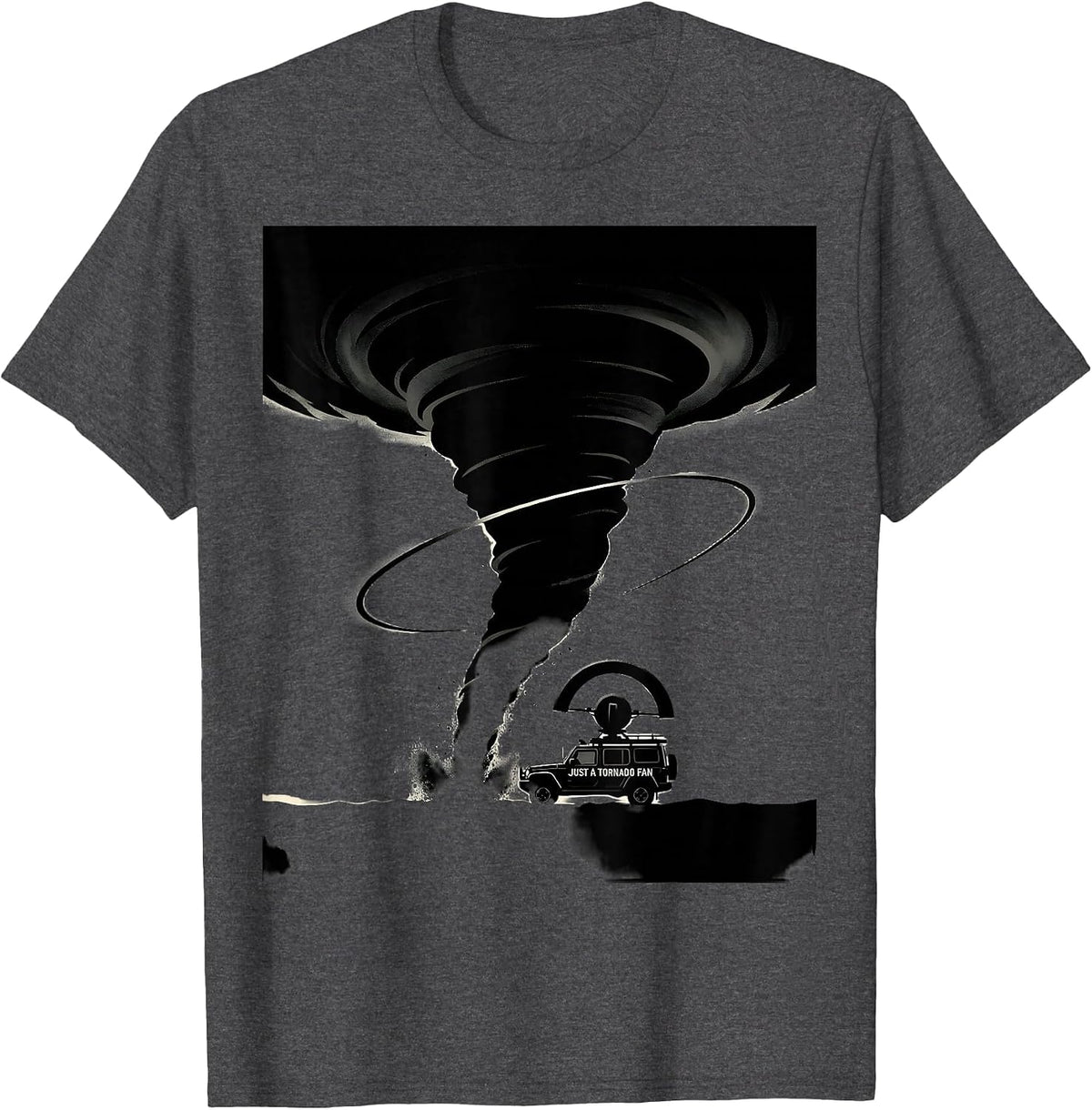 Just A Tornado Fan Funny Storm Chaser Meteorology Humor T-Shirt - Dark Heather Grey