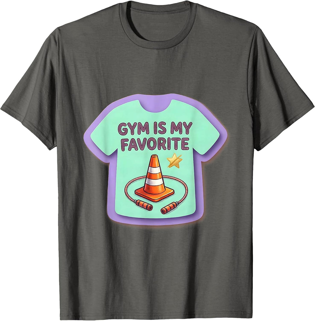 Gym Is My Favorite Cute Kawaii PE Teacher Back To School T-Shirt - Asphalt Grey