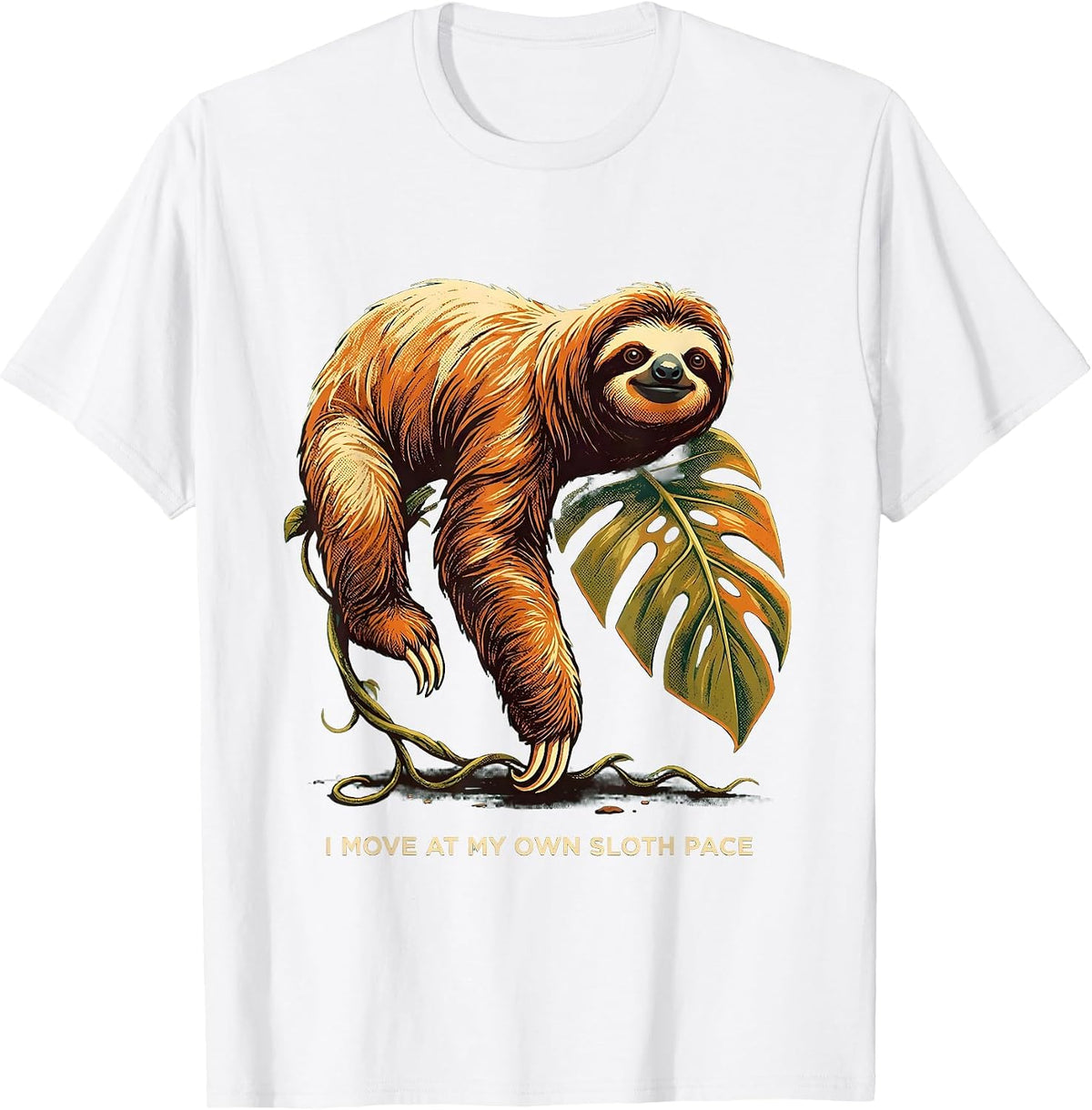 Men's I Move At My Own Sloth Pace Funny Sloth Lover Gift T-Shirt - White