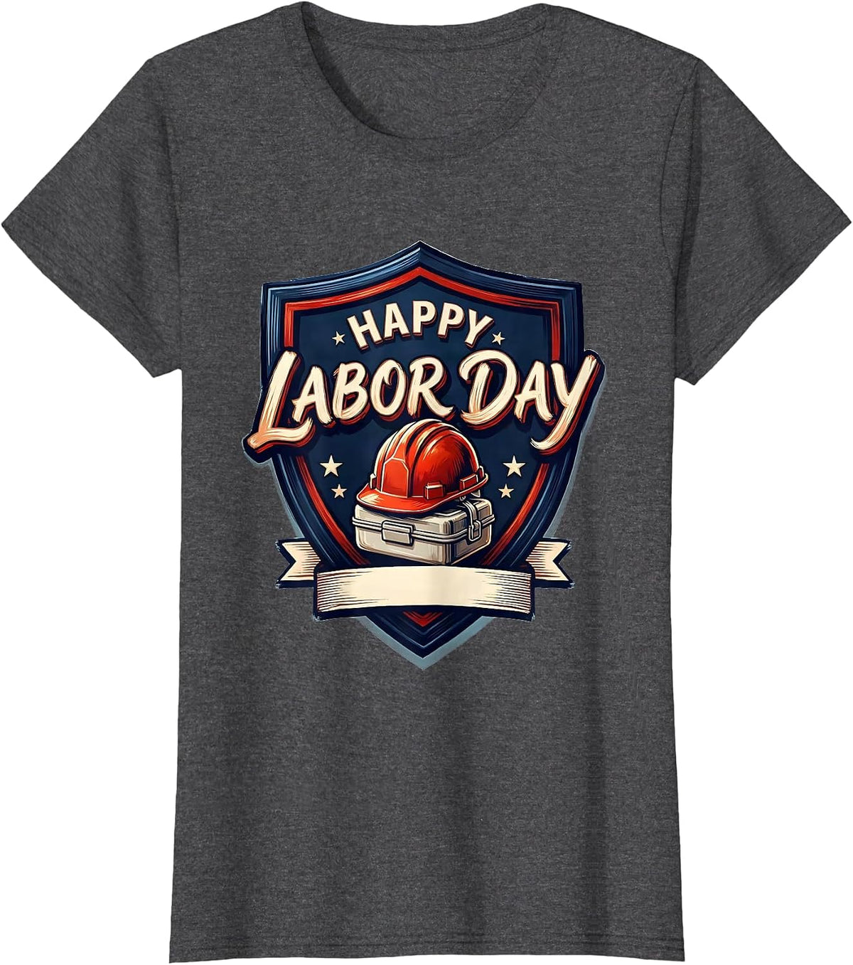 Women's Happy Labor Day Patriotic Union Worker Pride Graphic T-Shirt - Dark Heather Grey