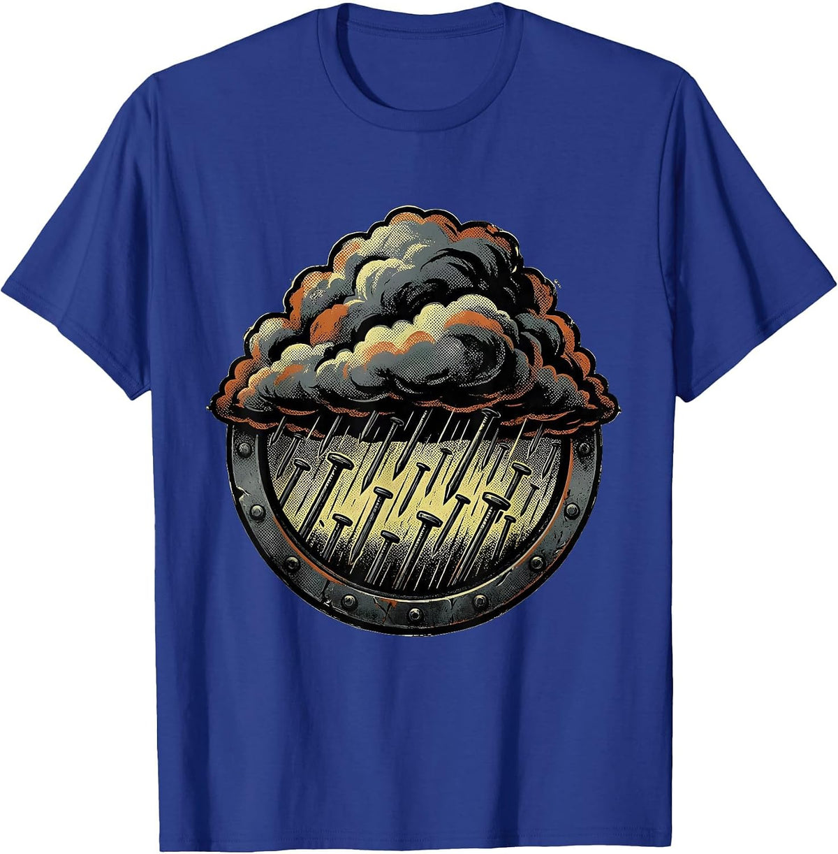 Grunge Storm Cloud Raining Nails Dark Art T-Shirt - Royal Blue
