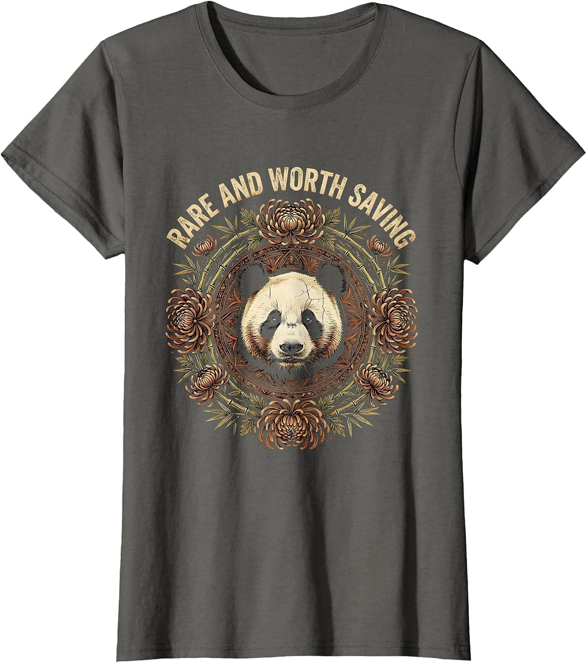 Women's Rare and Worth Saving Panda Conservation Design T-Shirt - Asphalt Grey