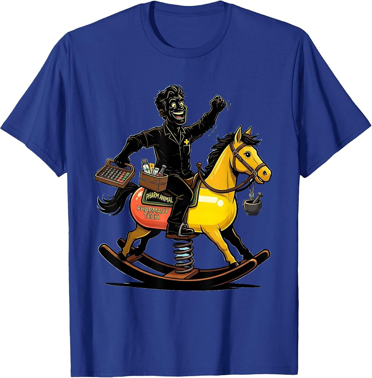 Pharm Animal Pharmacy Tech Cartoon Pharmacy Technician Funny T-Shirt - Royal Blue