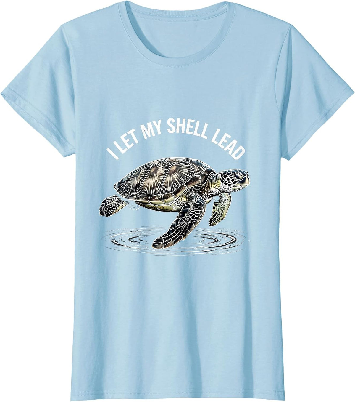 I Let My Shell Lead Line Art Sea Turtle Ocean Animal Lover T-Shirt - Baby Blue