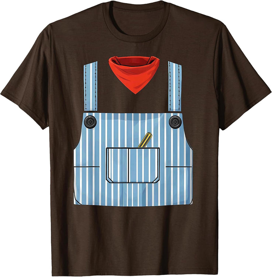 Train Engineer Conductor Halloween Costume T-Shirt - Brown