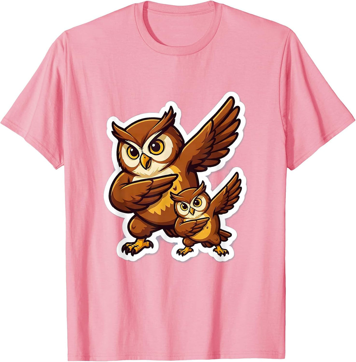 Men's Dabbing Owl Mascot Funny Kids Novelty Humor T-Shirt - Pink