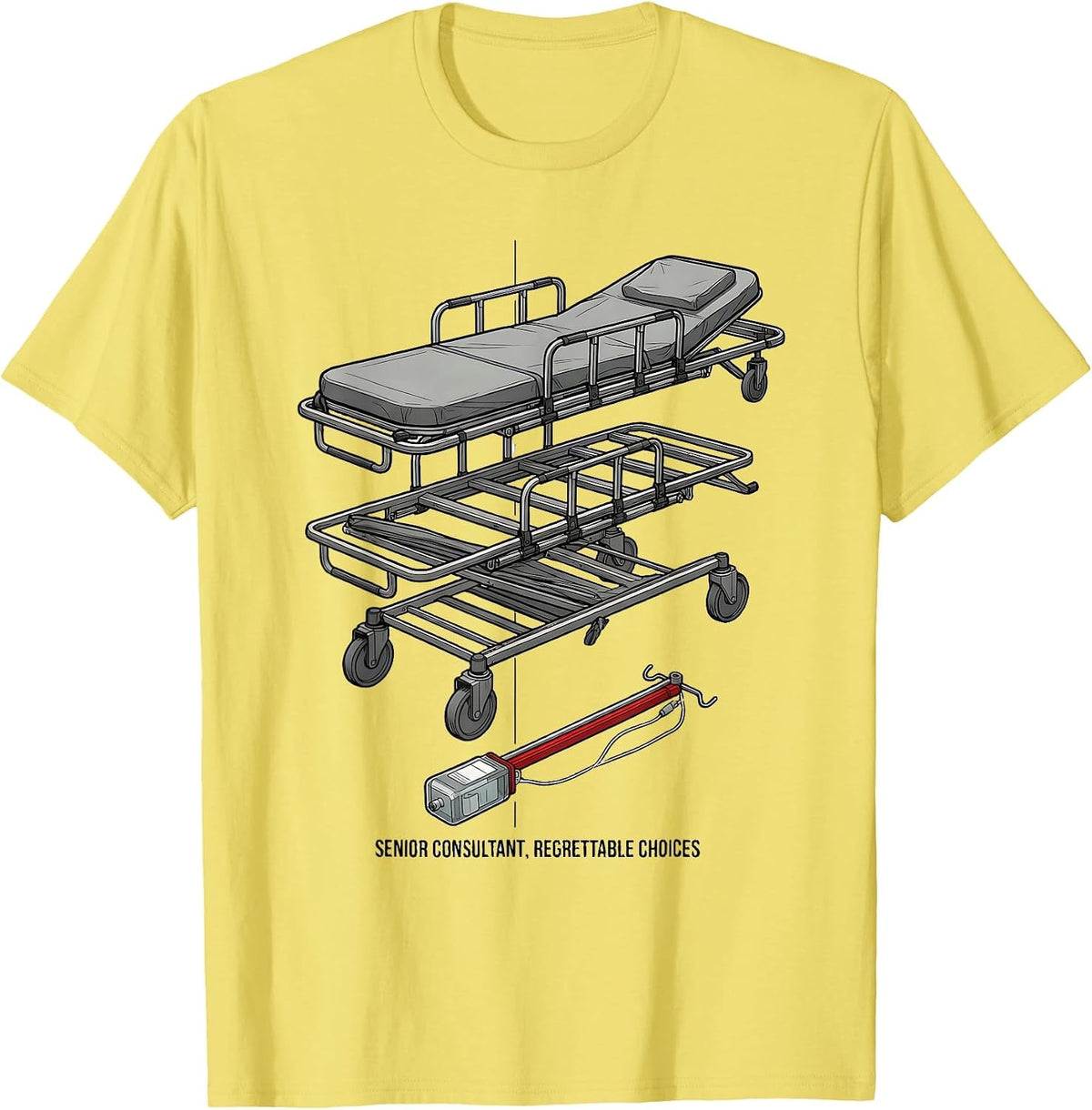 Men's Senior Consultant Regrettable Choices Funny EMT Paramedic T-Shirt - Lemon Yellow