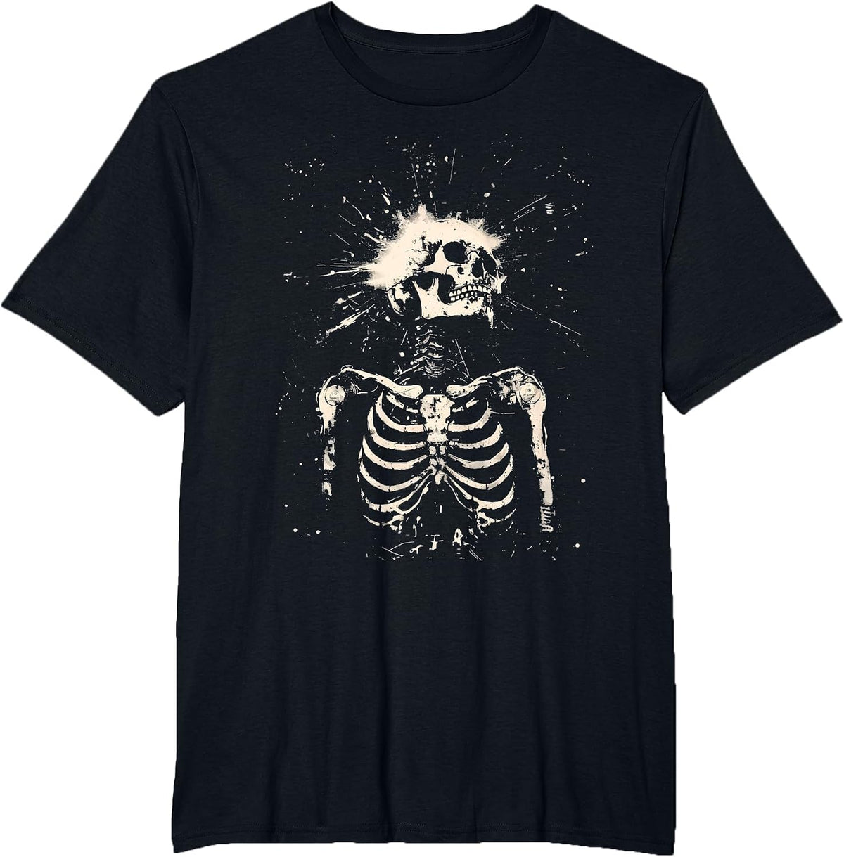 Goth Grunge Skeleton Skull Y2K Gothic Alt Emo Dark Aesthetic T-Shirt - Black