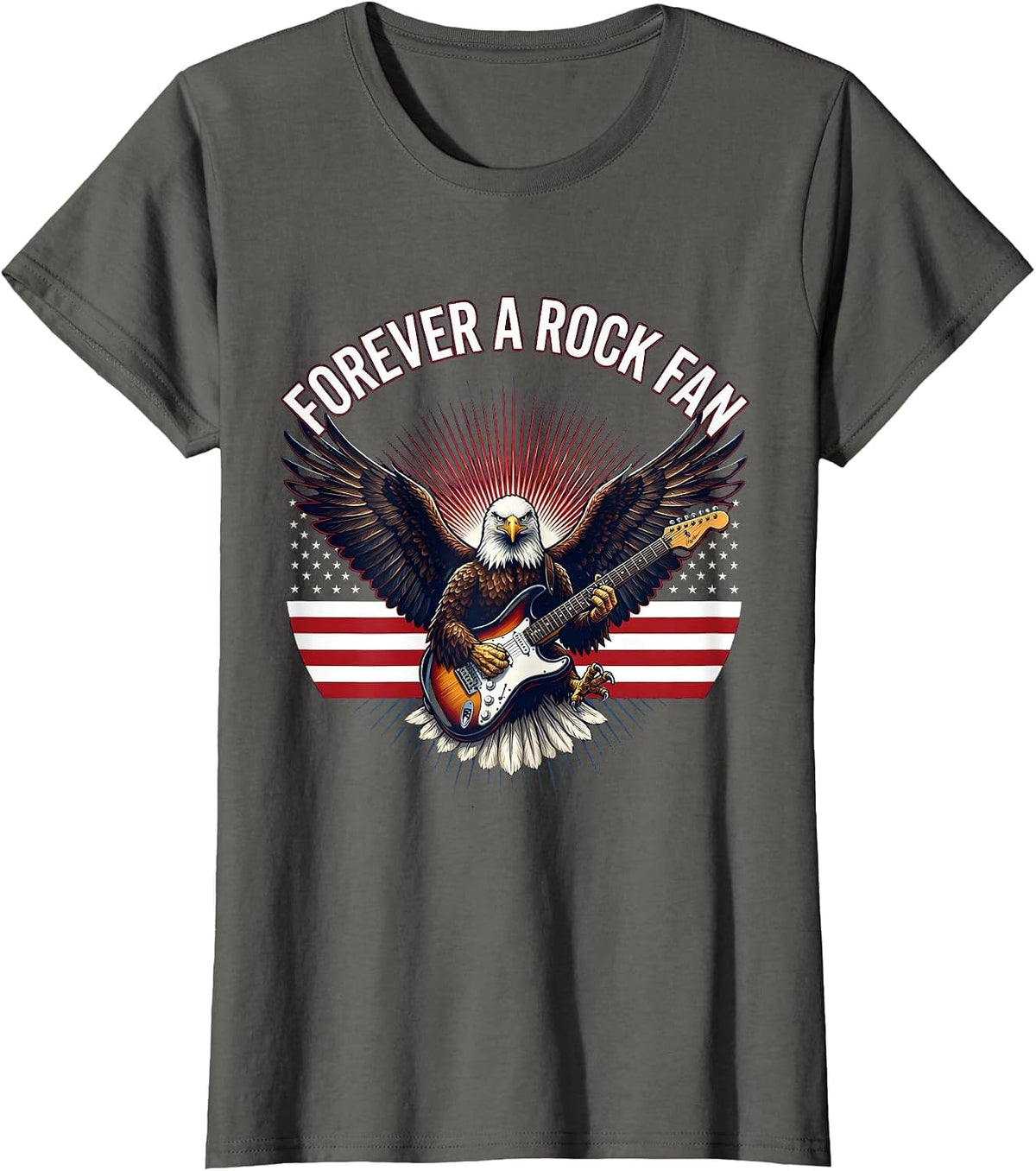 Women's Forever a Rock Fan Bold Music Lover Design T-Shirt - Asphalt Grey