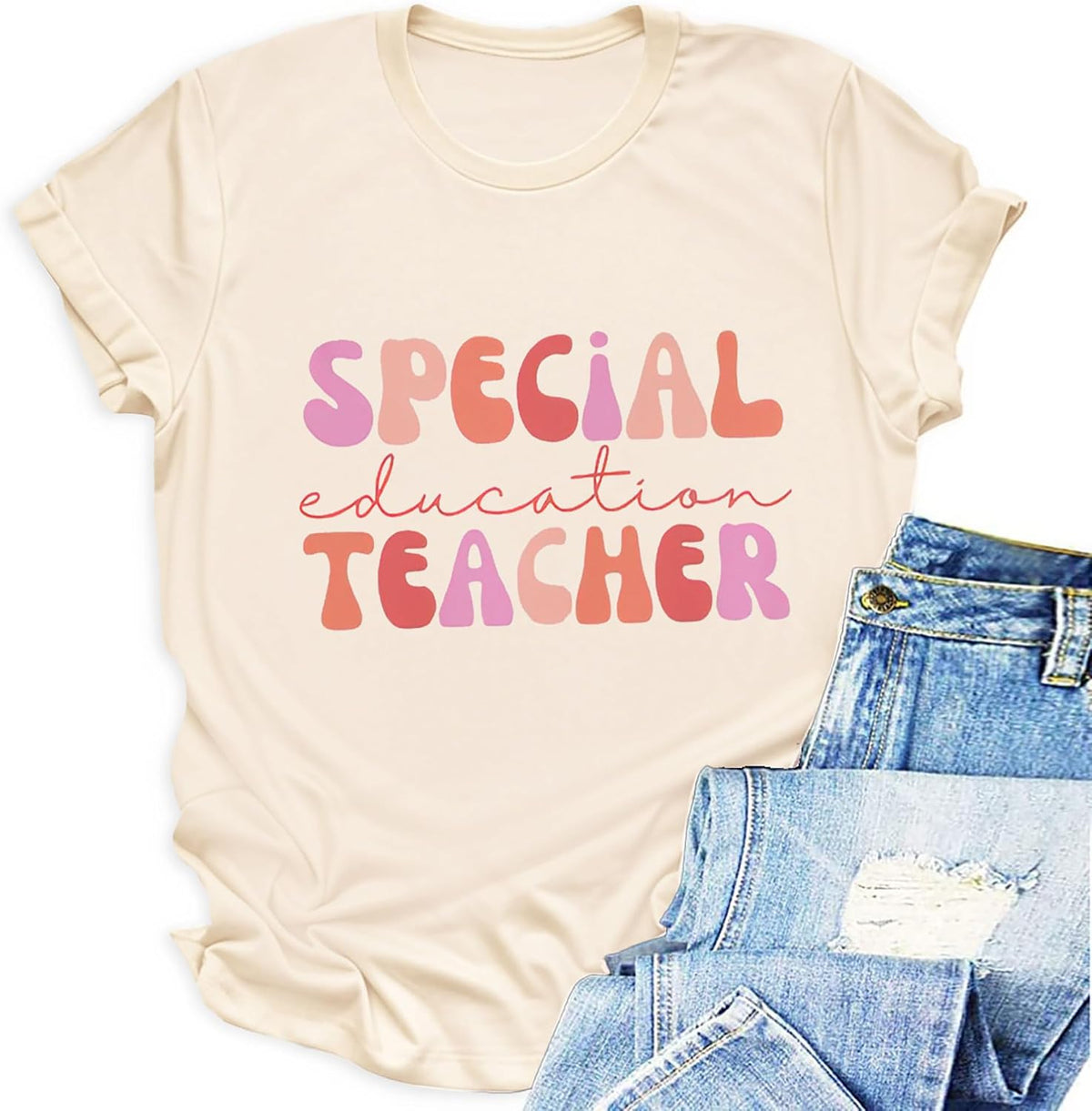 Women Teacher Shirt First Day of School Tshirt Back to School Outfits - 4-apricot