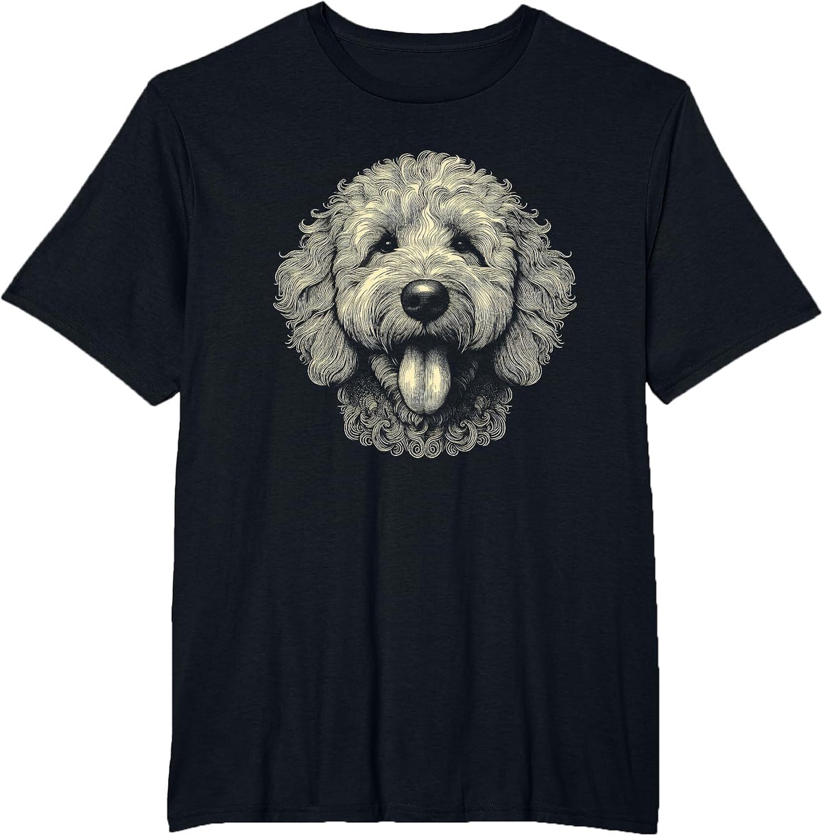 Goldendoodle Dog Face Art Design for Men and Women T-Shirt - Black