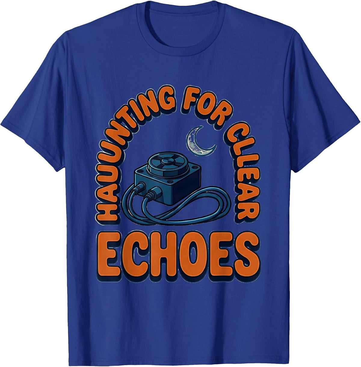 Men's Haunting For Clear Echoes Cartoon Sonographer Halloween T-Shirt - Royal Blue