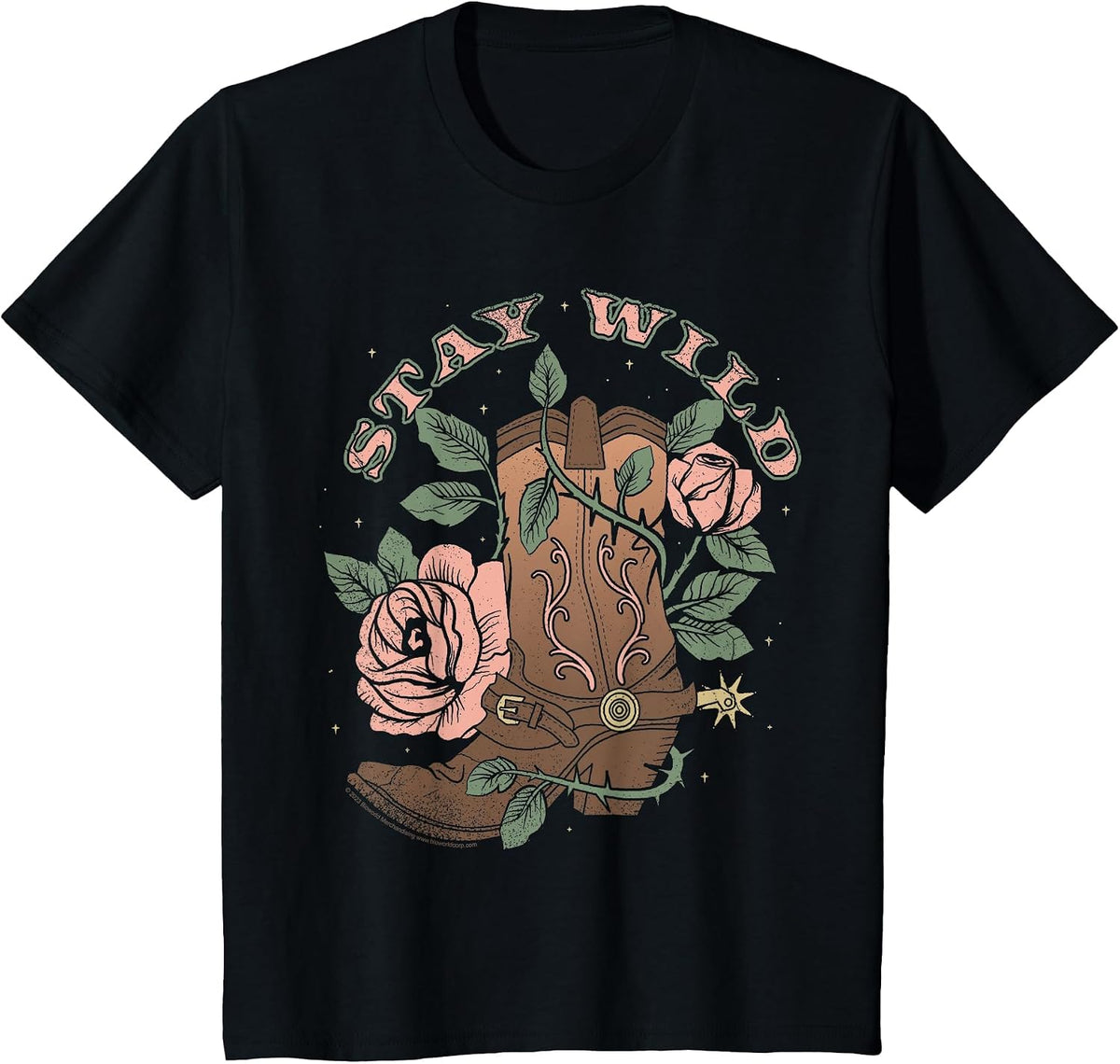 Vintage Country Stay Wild T-Shirt - Black