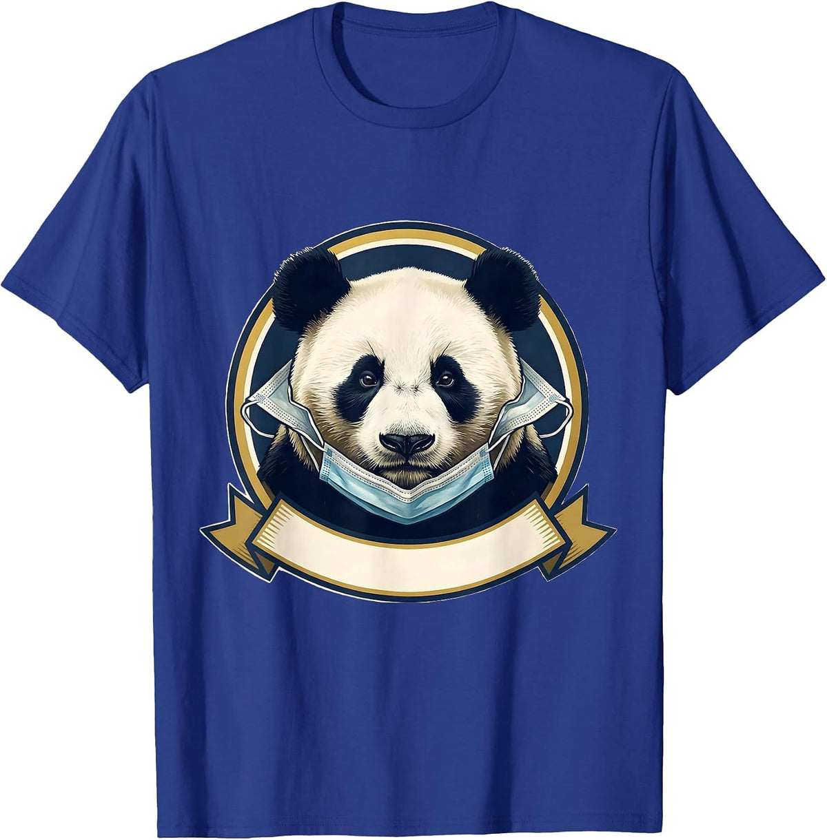 Panda Face Mask Emblem Halloween Costume Novelty T-Shirt - Royal Blue