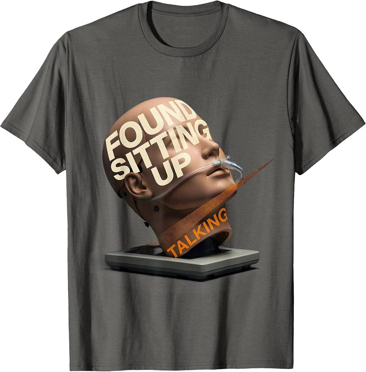 Men's Found Sitting Up Talking Funny EMT Paramedic First Responder T-Shirt - Asphalt Grey