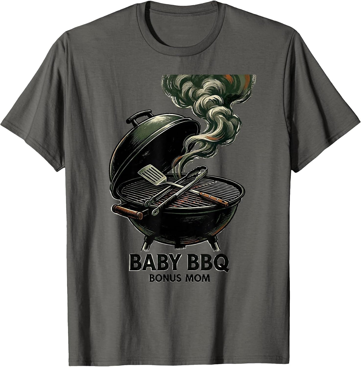 Baby BBQ Bonus Mom Vintage Family Matching Humor T-Shirt - Asphalt Grey