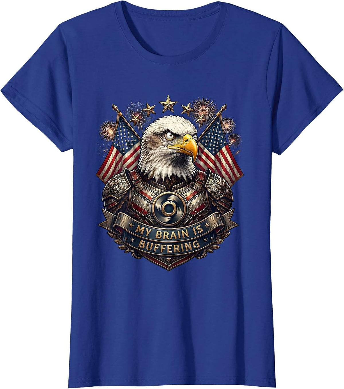 Women's My Brain Is Buffering Funny Tech Humor Design T-Shirt - Royal Blue