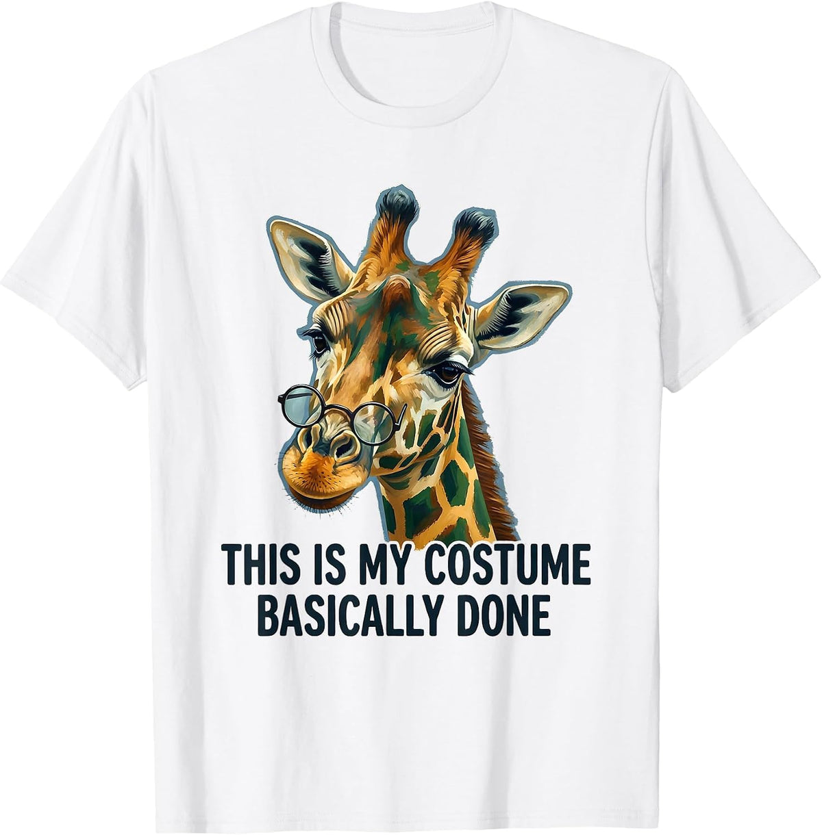 Men's This Is My Costume Basically Done Funny Giraffe Sunglasses T-Shirt - White