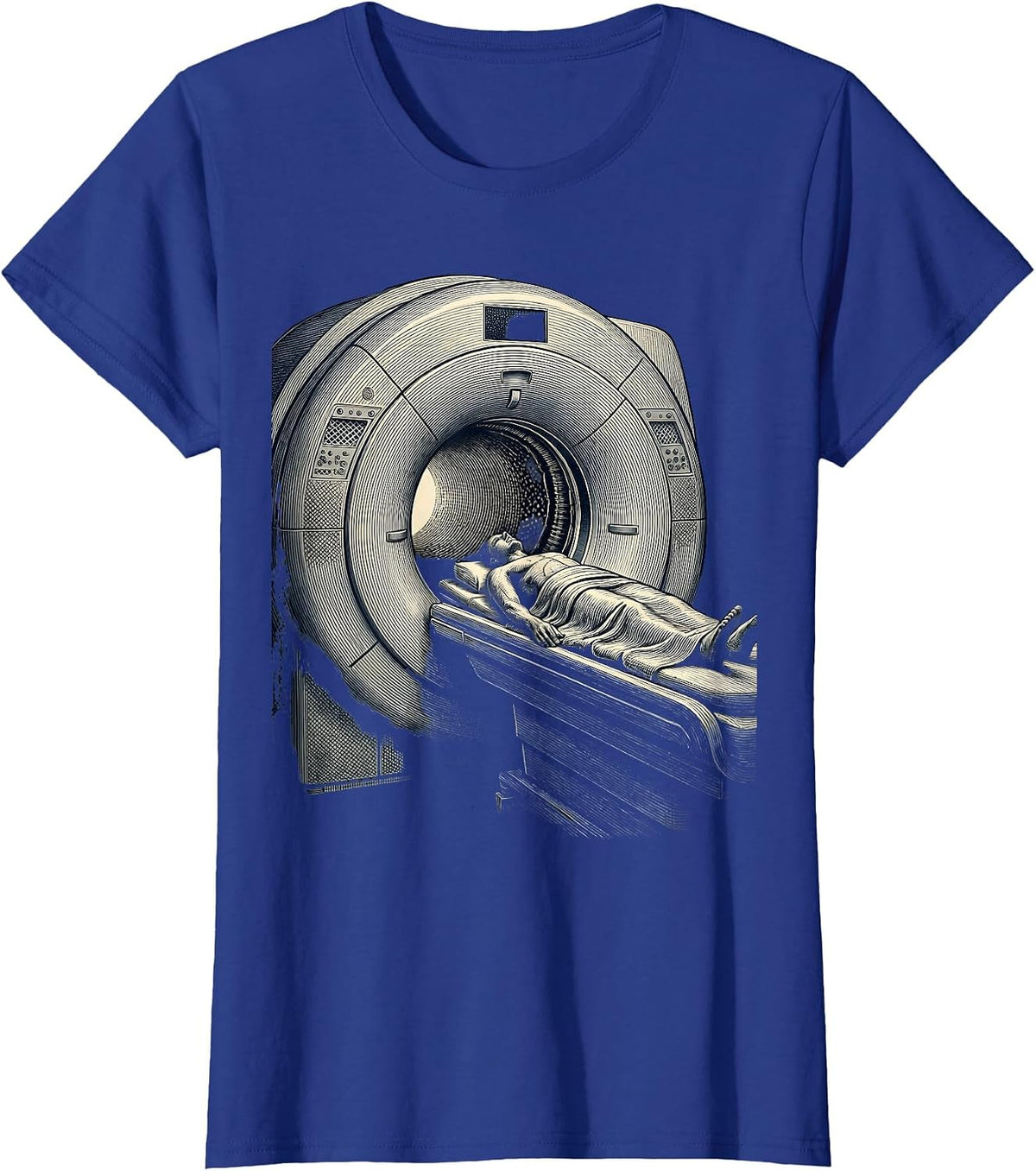 Women's MRI Machine Radiology Illustration Graphic Design T-Shirt - Royal Blue