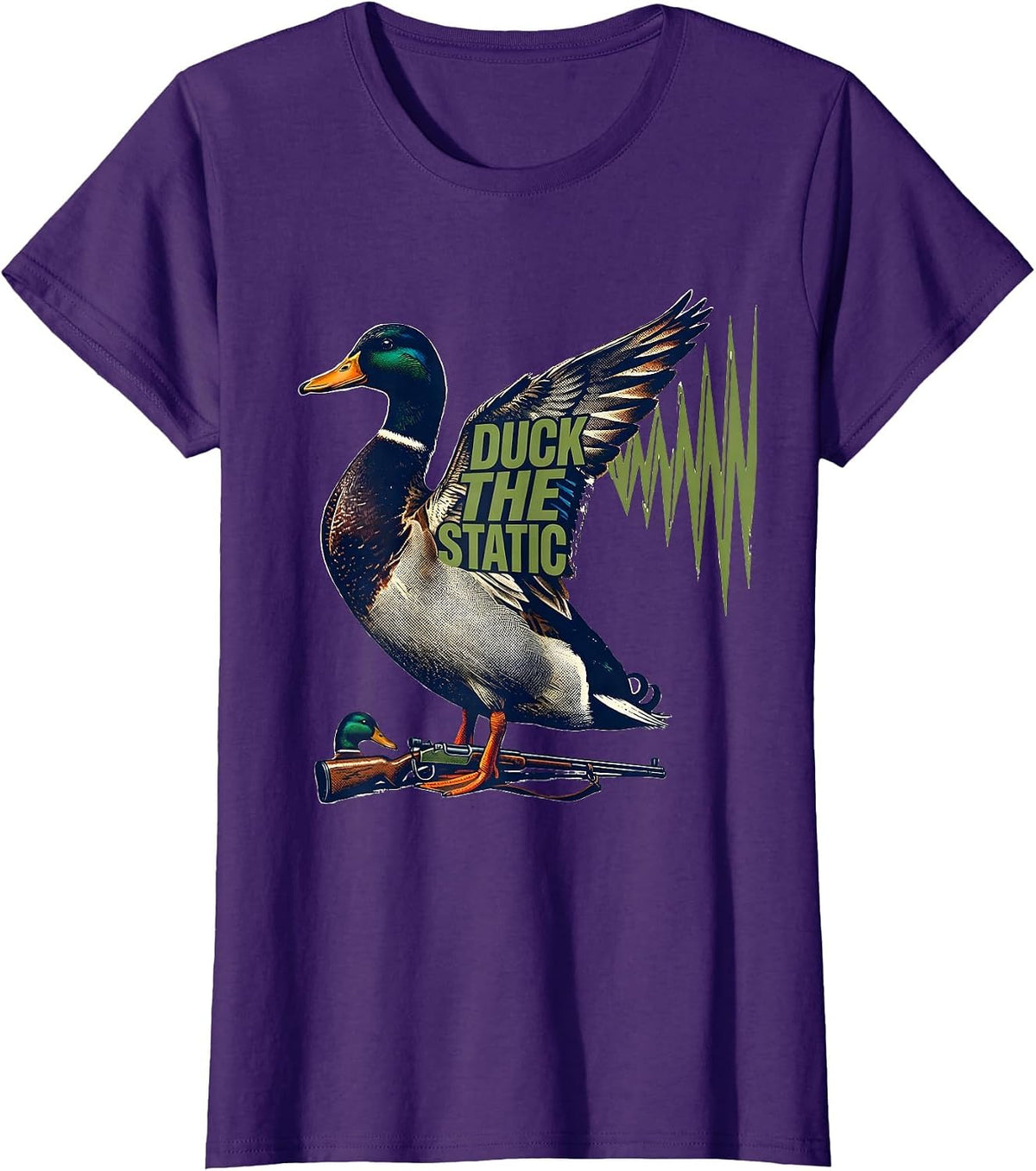 Women's Duck The Static Funny Duck Hunter Waterfowl Hunting Humor T-Shirt - Purple
