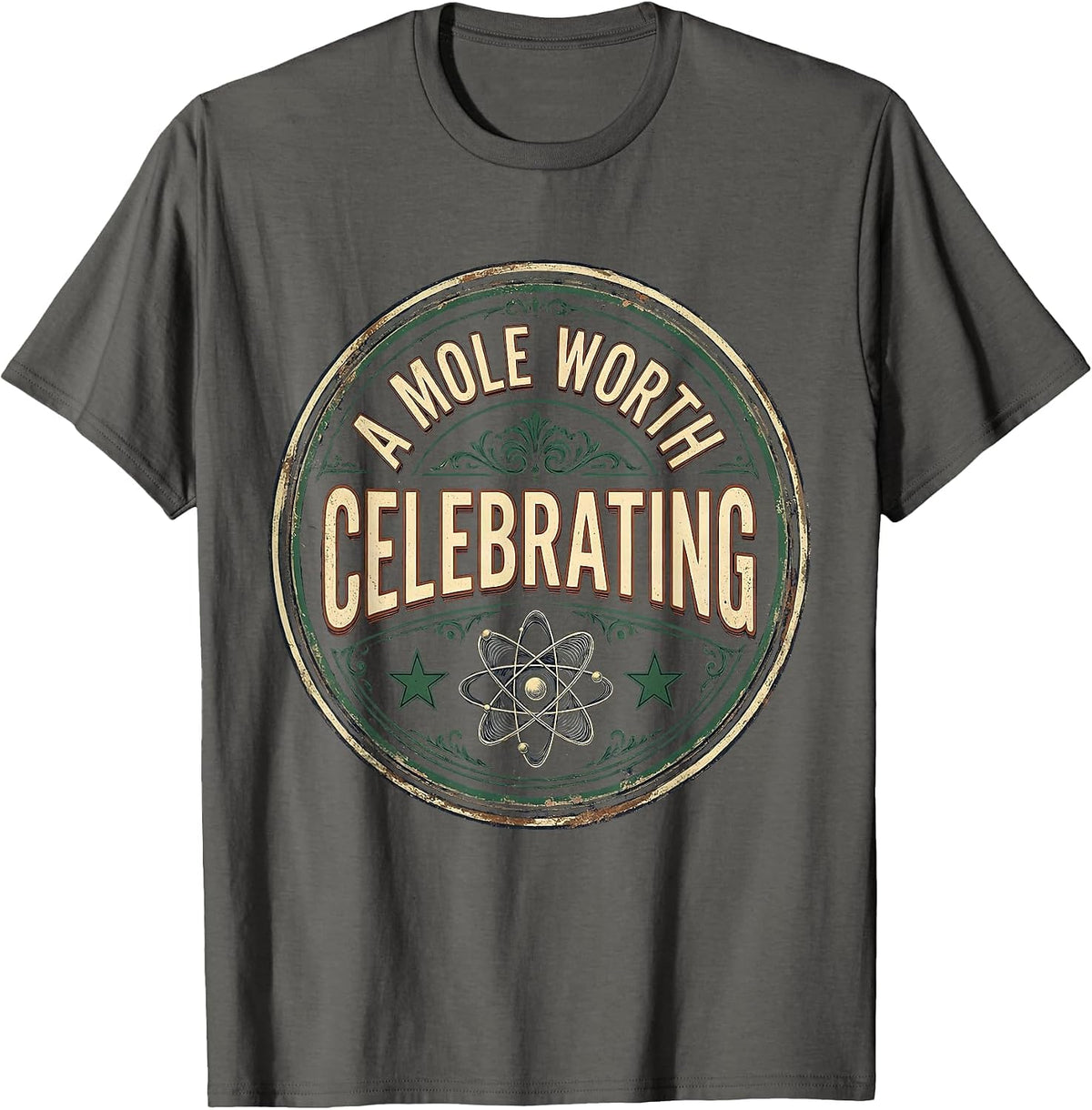 A Mole Worth Celebrating Vintage Science Teacher Chemistry T-Shirt - Asphalt Grey