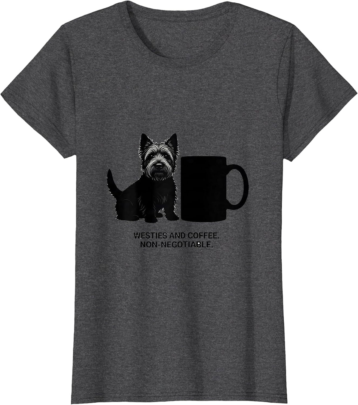 Women's Westies And Coffee Non-Negotiable Westie Mama Dog Lover T-Shirt - Dark Heather Grey