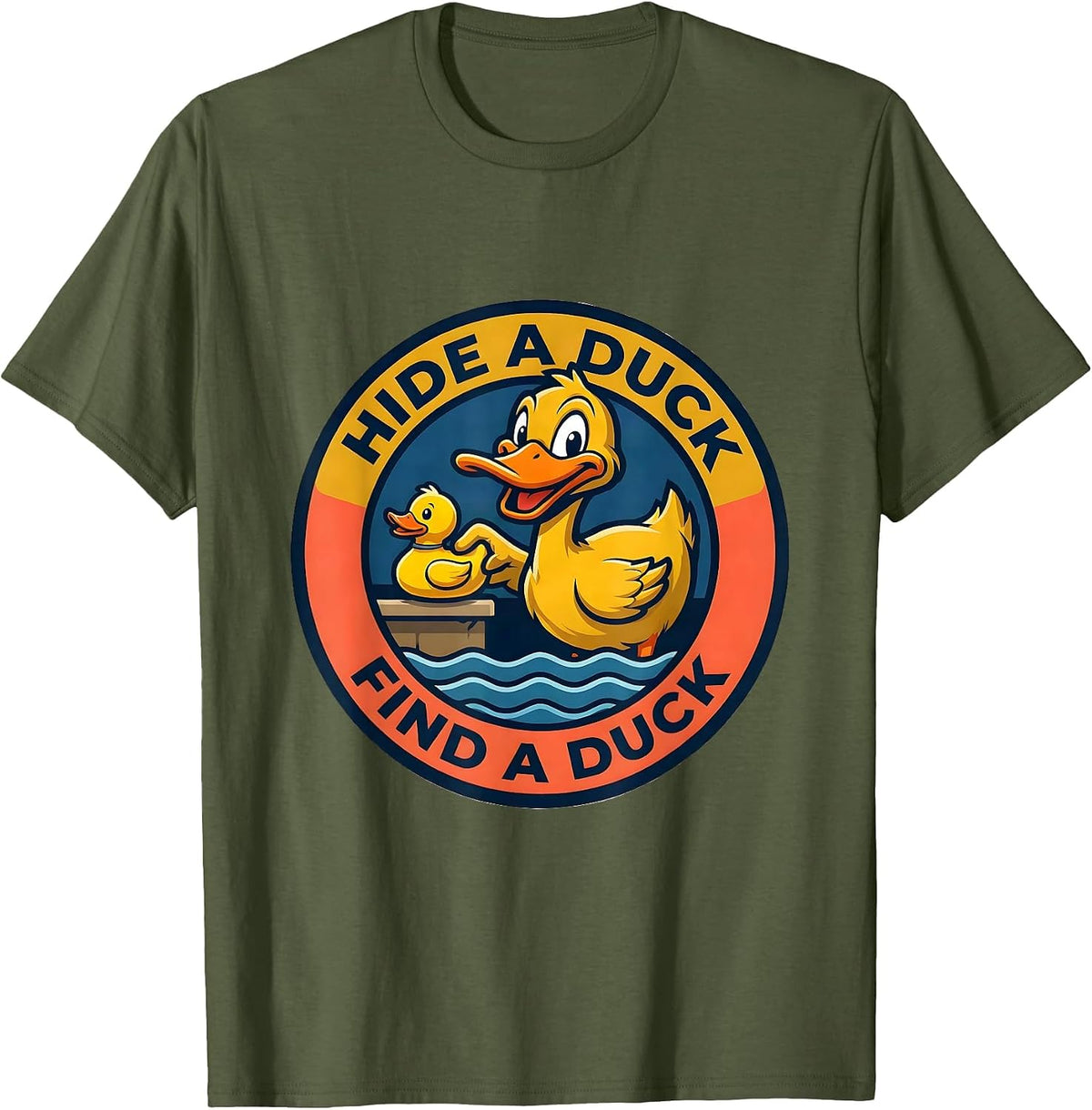 Hide A Duck Find A Duck Funny Cruise Duck Hunting Ice Cream T-Shirt - Olive Green