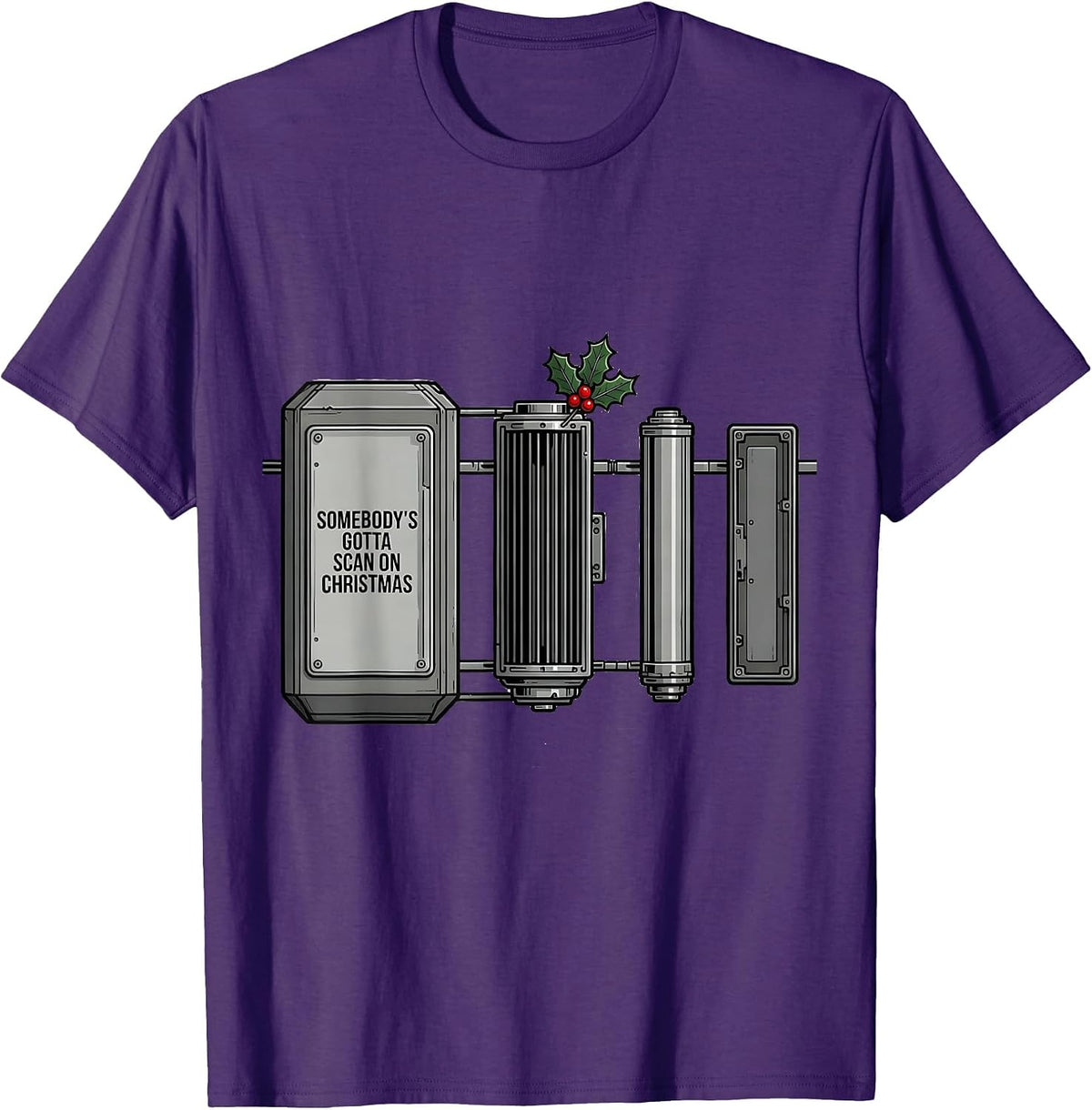 Somebody's Gotta Scan On Christmas Funny Radiology Tech T-Shirt - Purple