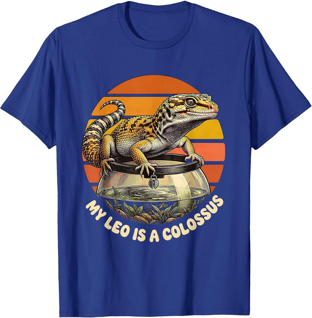 Men's My Leo Is A Colossus Retro 70s Funny Leopard Gecko Owner T-Shirt - Royal Blue