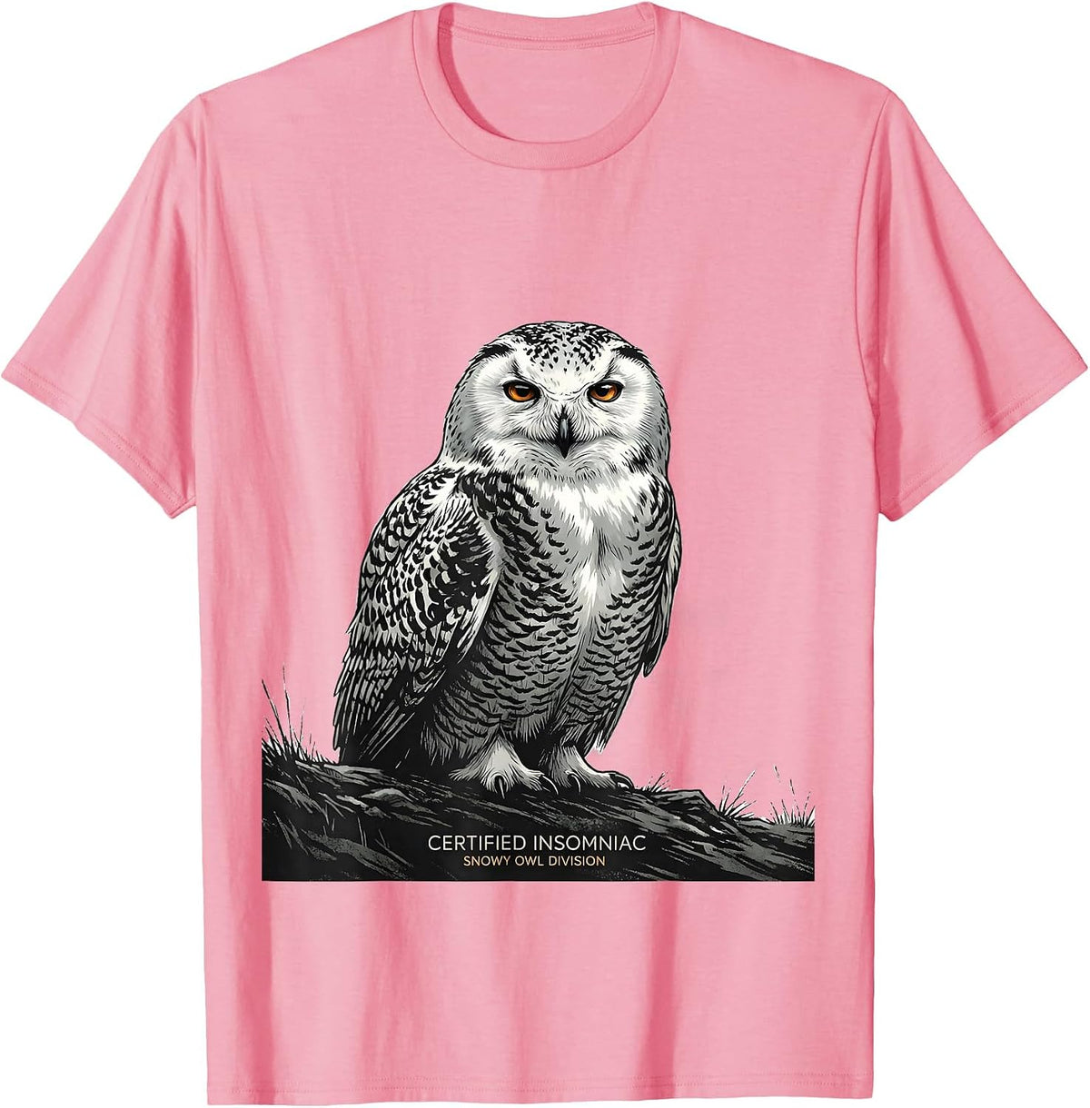 Men's Certified Insomniac, Snowy Owl Division Vintage T-Shirt - Pink