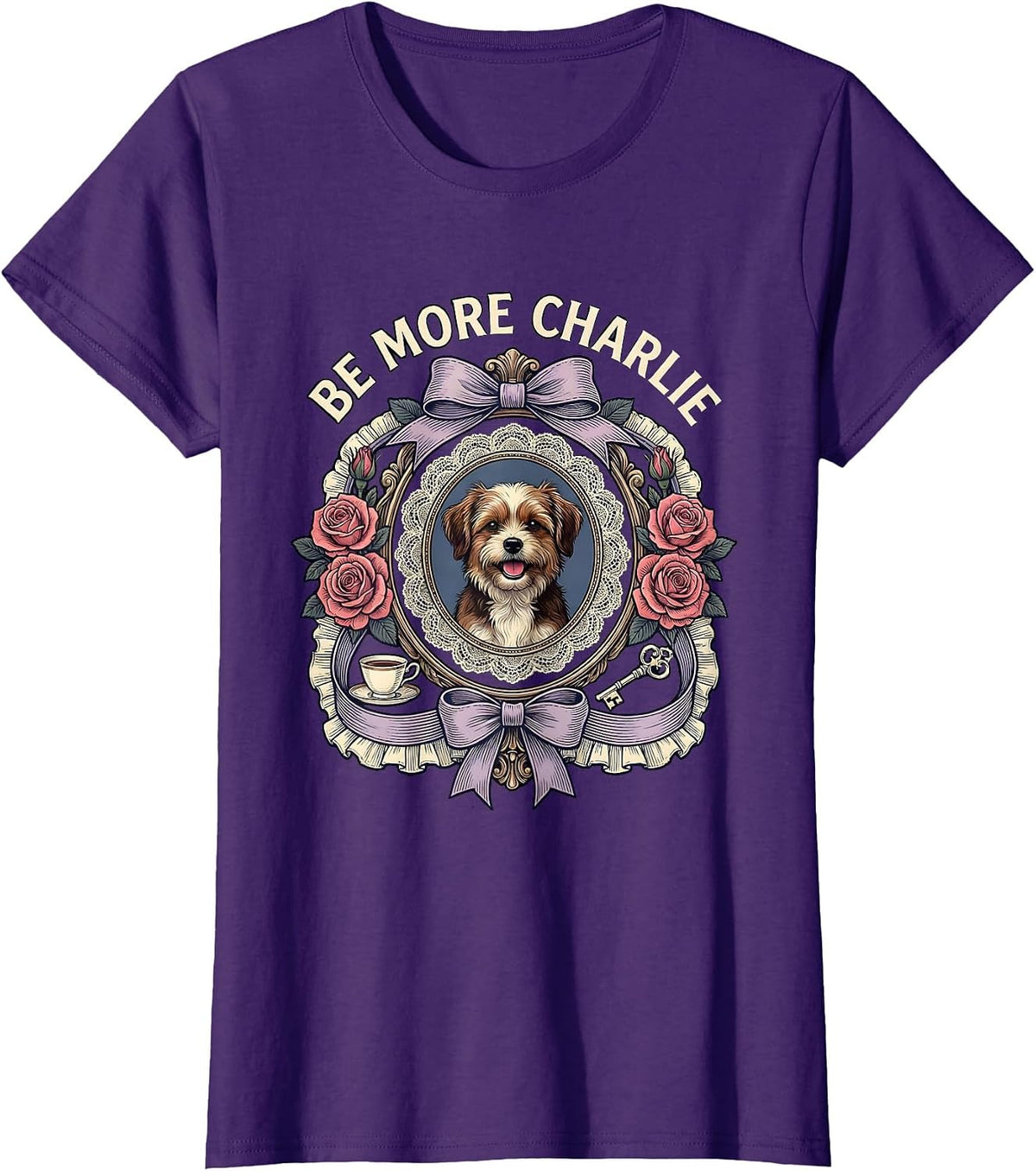 Women's Be More Charlie Live Like Charlie Inspirational Design T-Shirt - Purple
