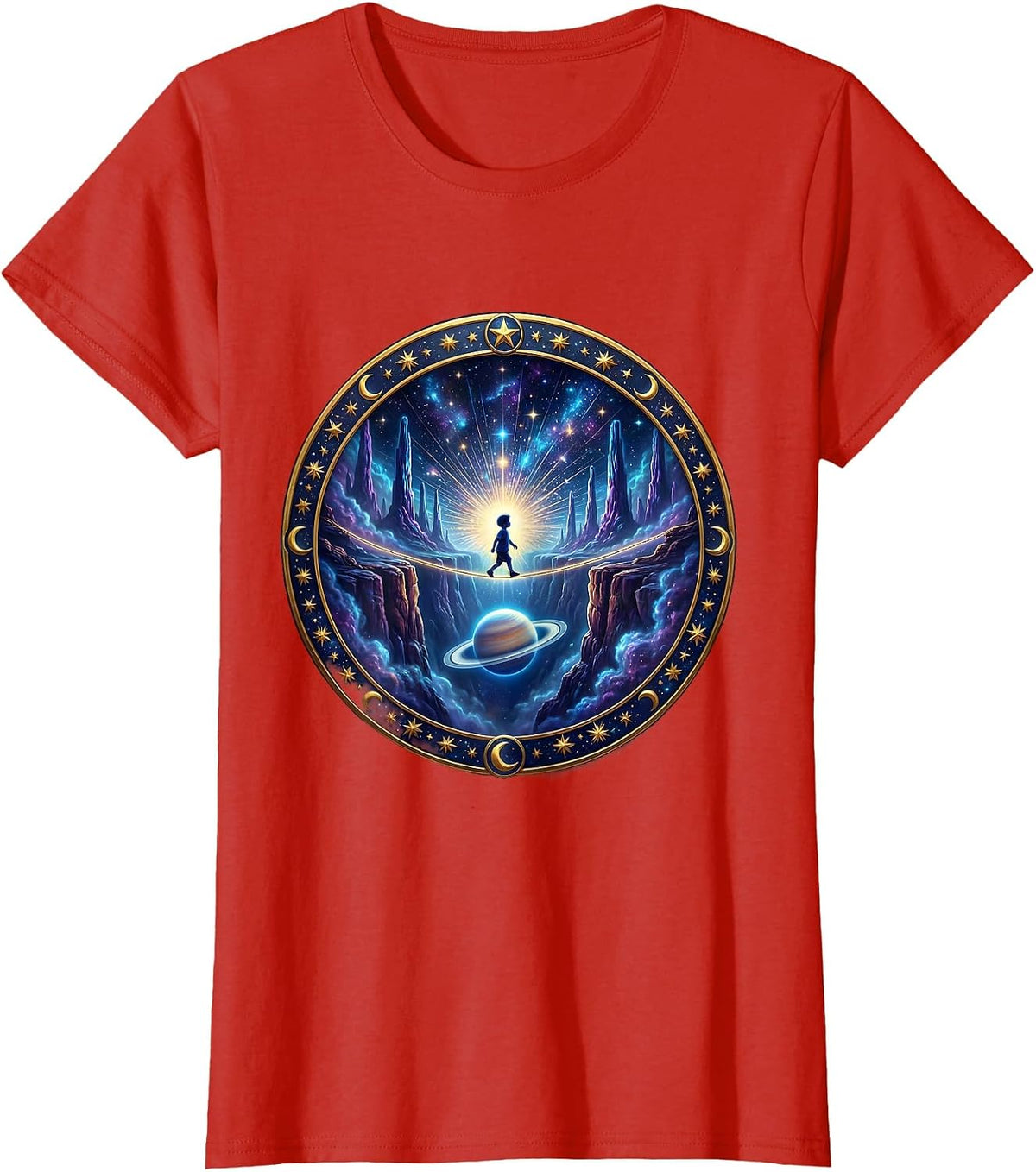 Faith Over Fear Child Tightrope Canyon Graphic T-Shirt - Red