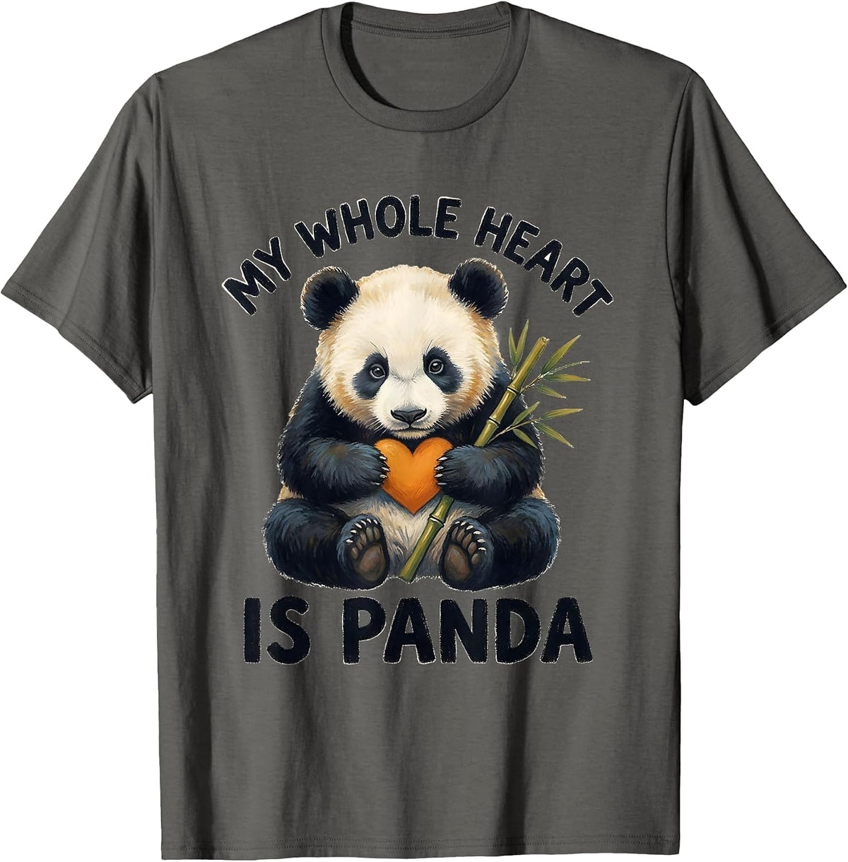Men's My Whole Heart Is Panda Cute Kawaii Animal Lover Humor T-Shirt - Asphalt Grey